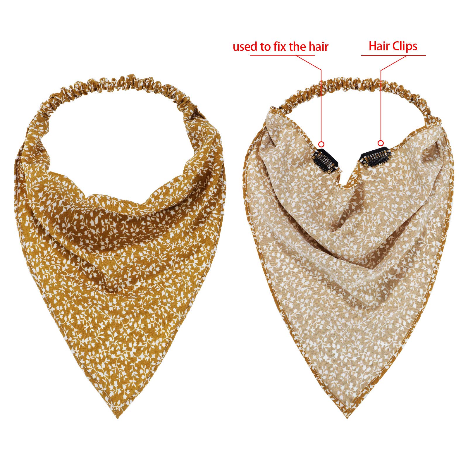 Syhood 6 Pcs Floral Elastic Hair Bandanas Boho Scarf Headband Chiffon Head Kerchief Turban with Hair Clips for Women(Boho Floral Patterns)