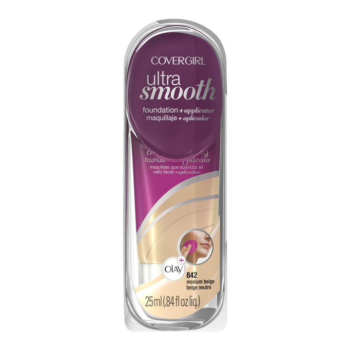 CoverGirl Ultrasmooth Foundation Plus Applicator, Medium Beige 842, 0.85 Fluid Ounce