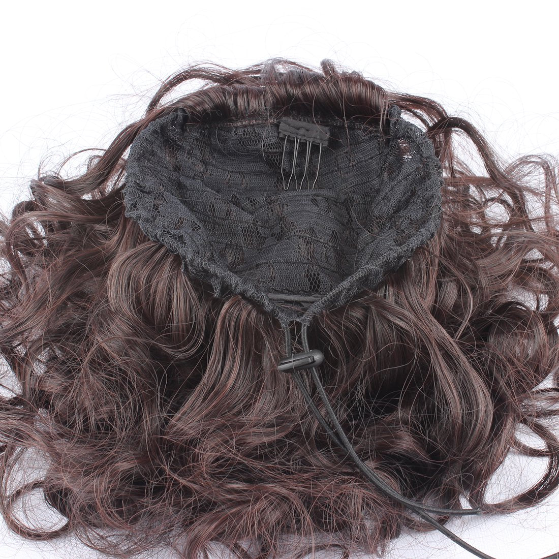 Dark Brown : WeKen Hair Bun Medium Long Curly Synthetic Hairpiece Dark Brown