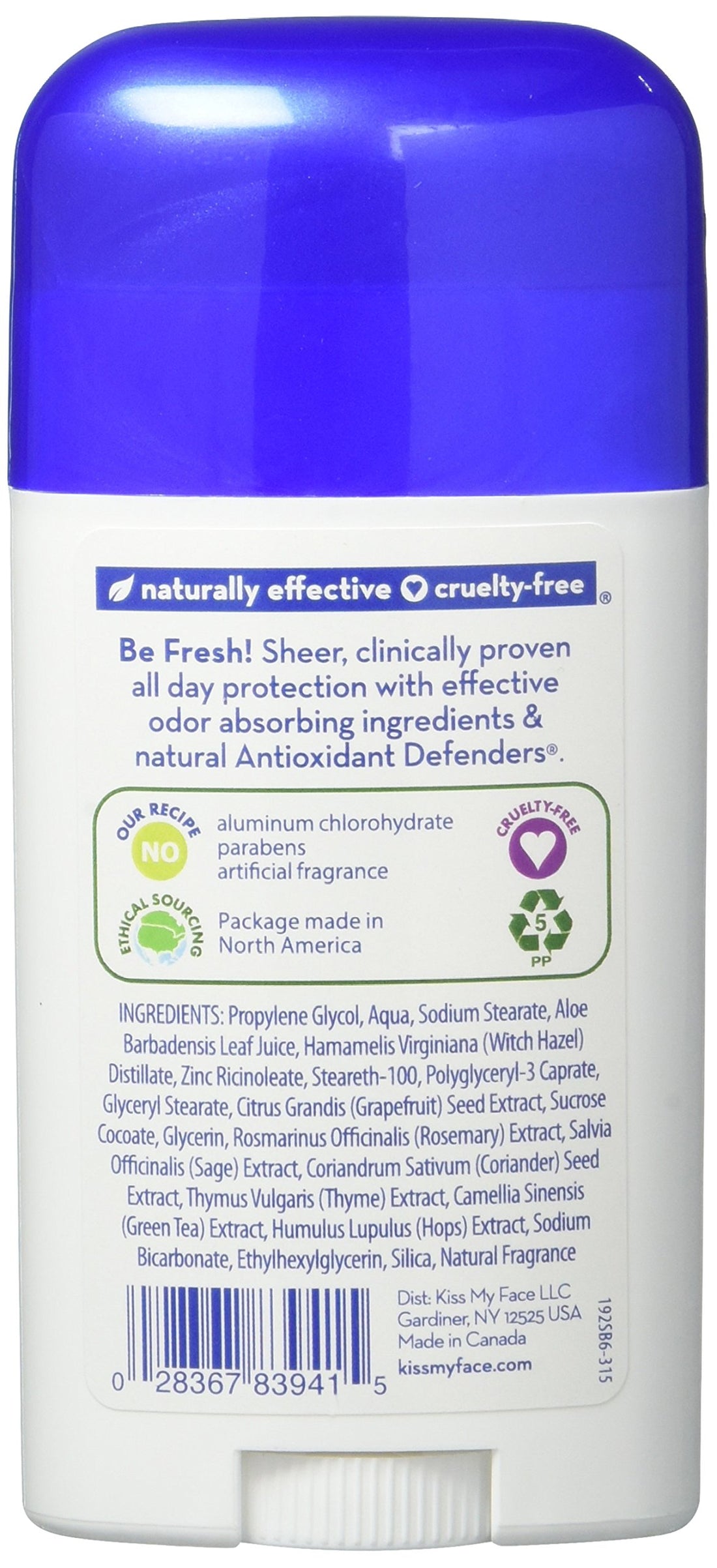 Kiss My Face Natural Active Life Stick Deodorant, 3 Count