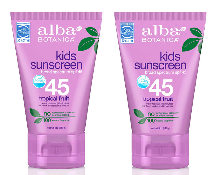 Lot of 2 Alba Botanica Very Emollient, Kids Sunscreen SPF 45, 4 Ounce by Alba Botanica