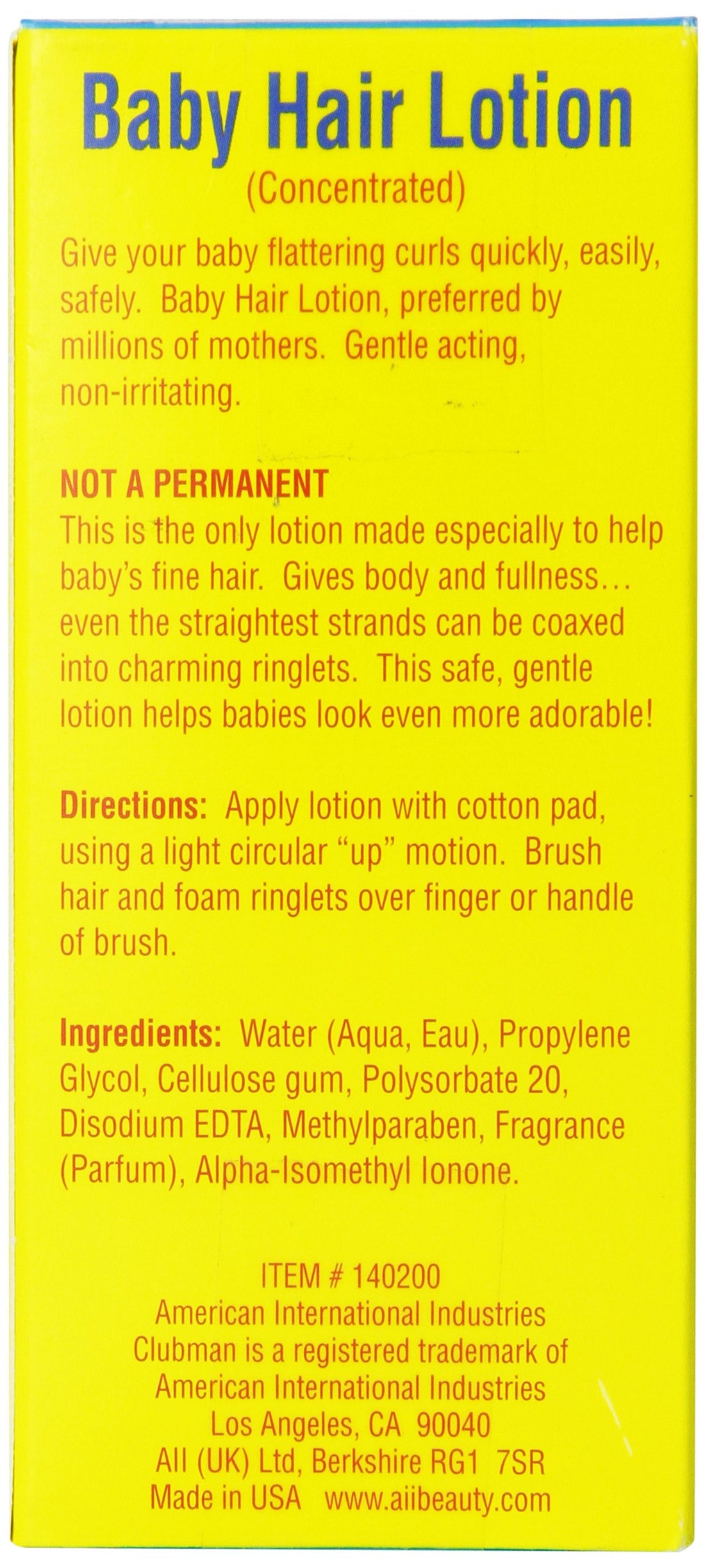 Clubman Baby Hair Lotion 2.0 oz