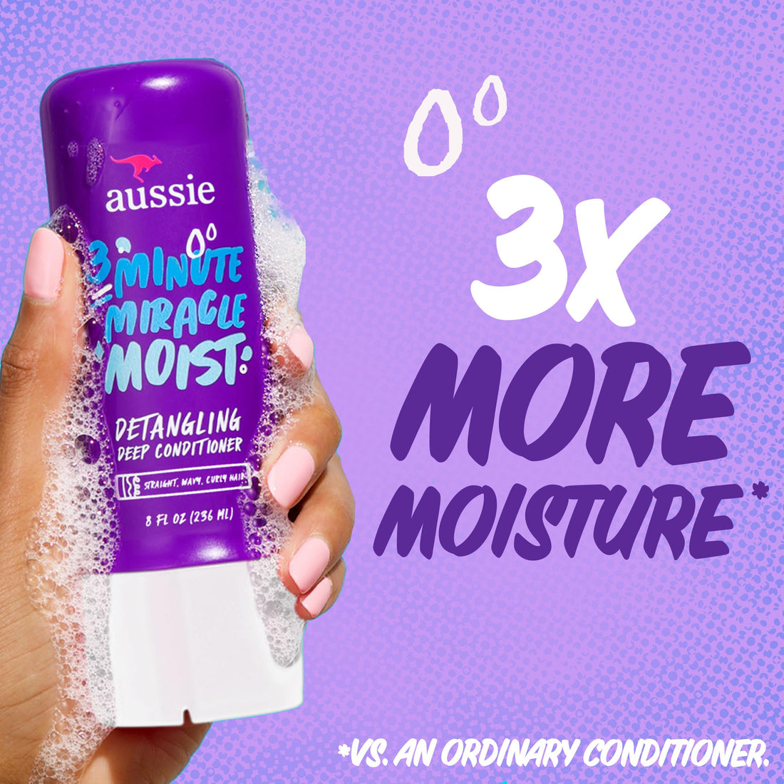 Aussie 3 Minute Miracle Moist Detangling Deep Conditioner Treatment with Avocado Oil, 8 fl oz, Paraben and Sulfate Free