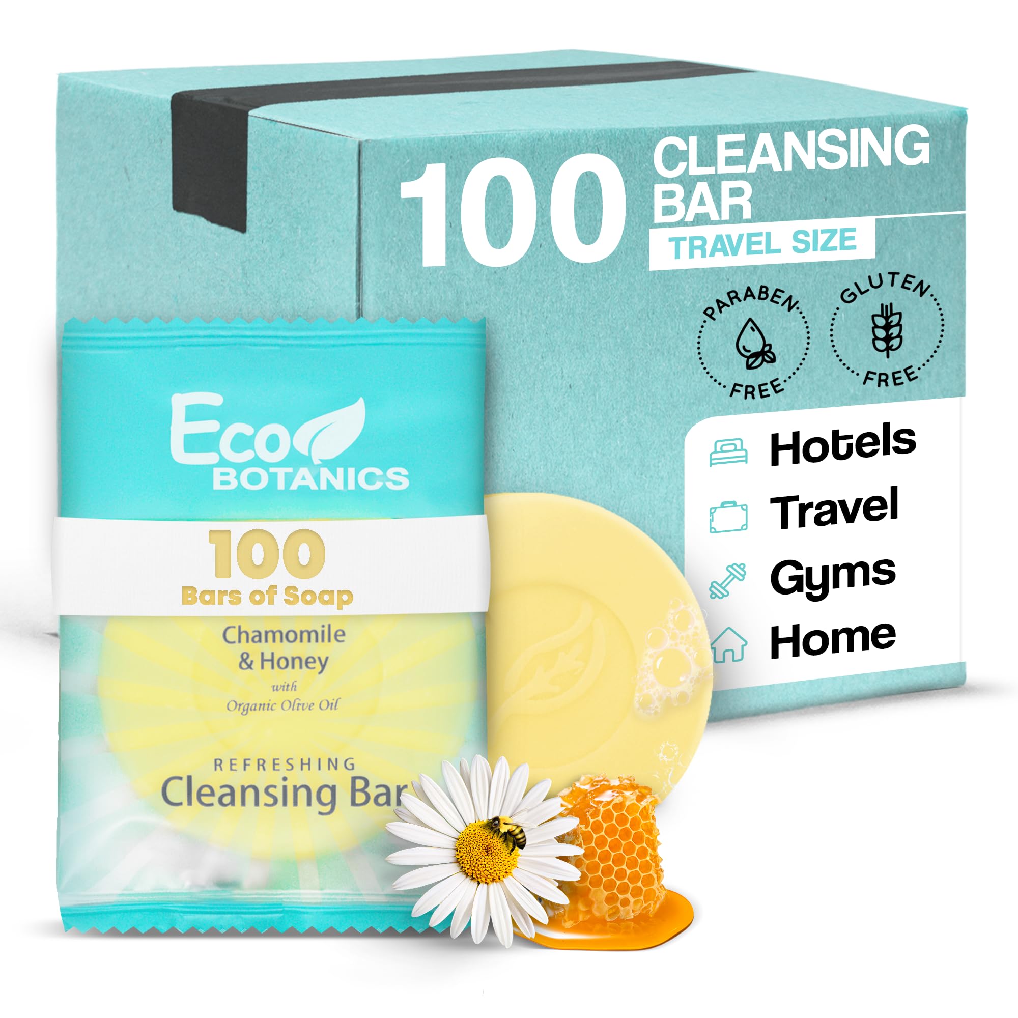 Eco Botanics Travel-Size Hotel Cleansing Bar Soap 0.5 oz (Case of 100)