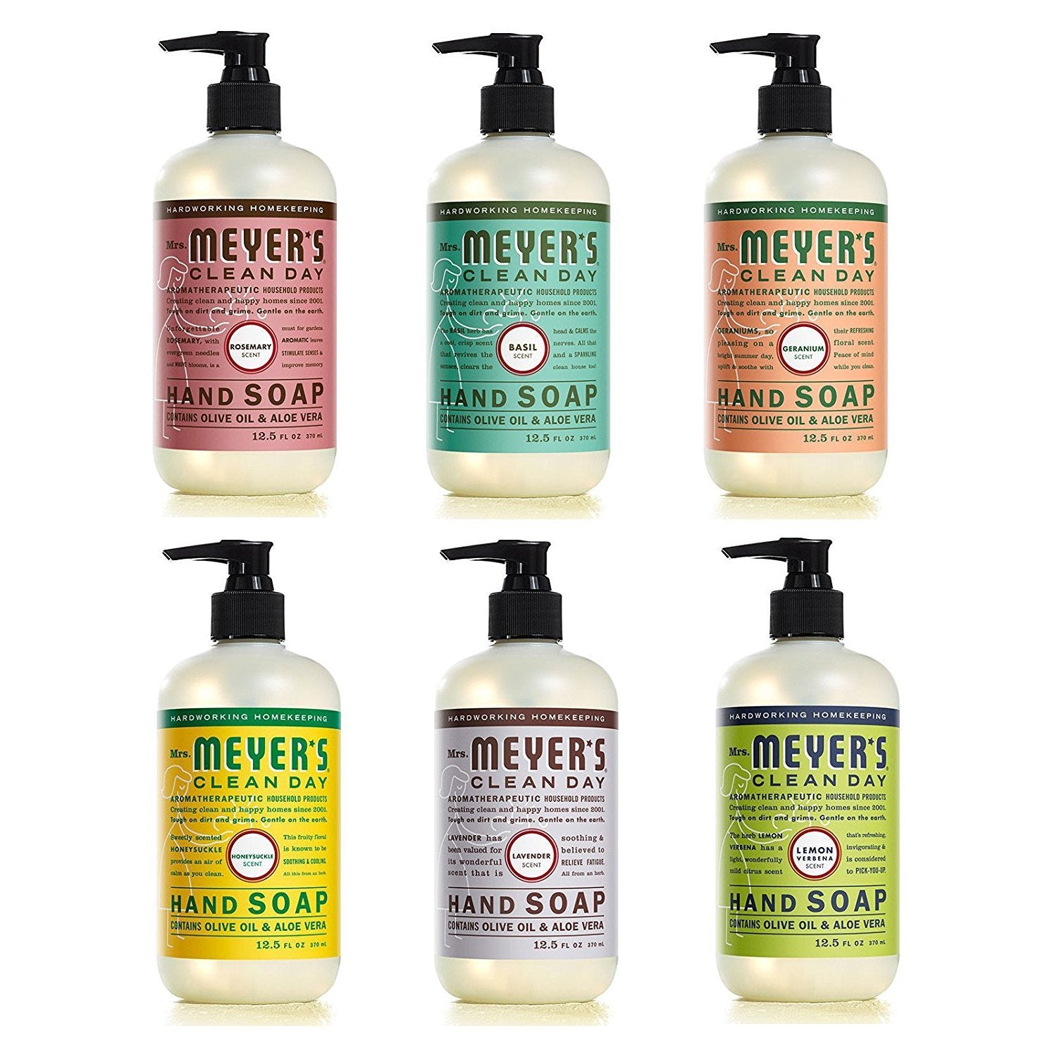 Mrs. Meyers Clean Day Liquid Hand Soap 6 Scent Variety Pack, 12.5 oz each (Pack of 6)