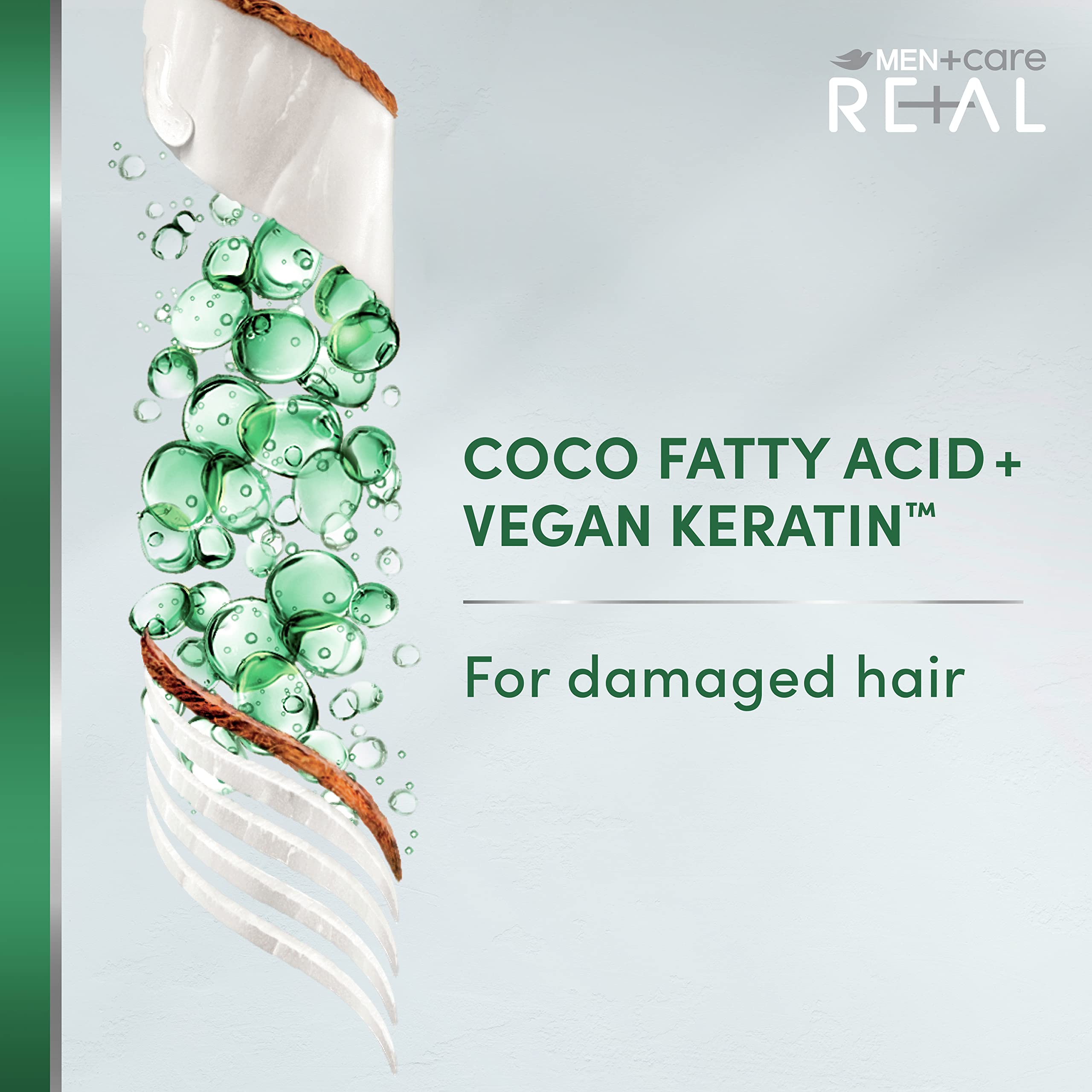 DOVE MEN + CARE Real Bio-Mimetic Care Conditioner For Damaged Hair Reconstruct Silicone-Free Conditioner With Coco Fatty Acid + Vegan Keratin 10oz