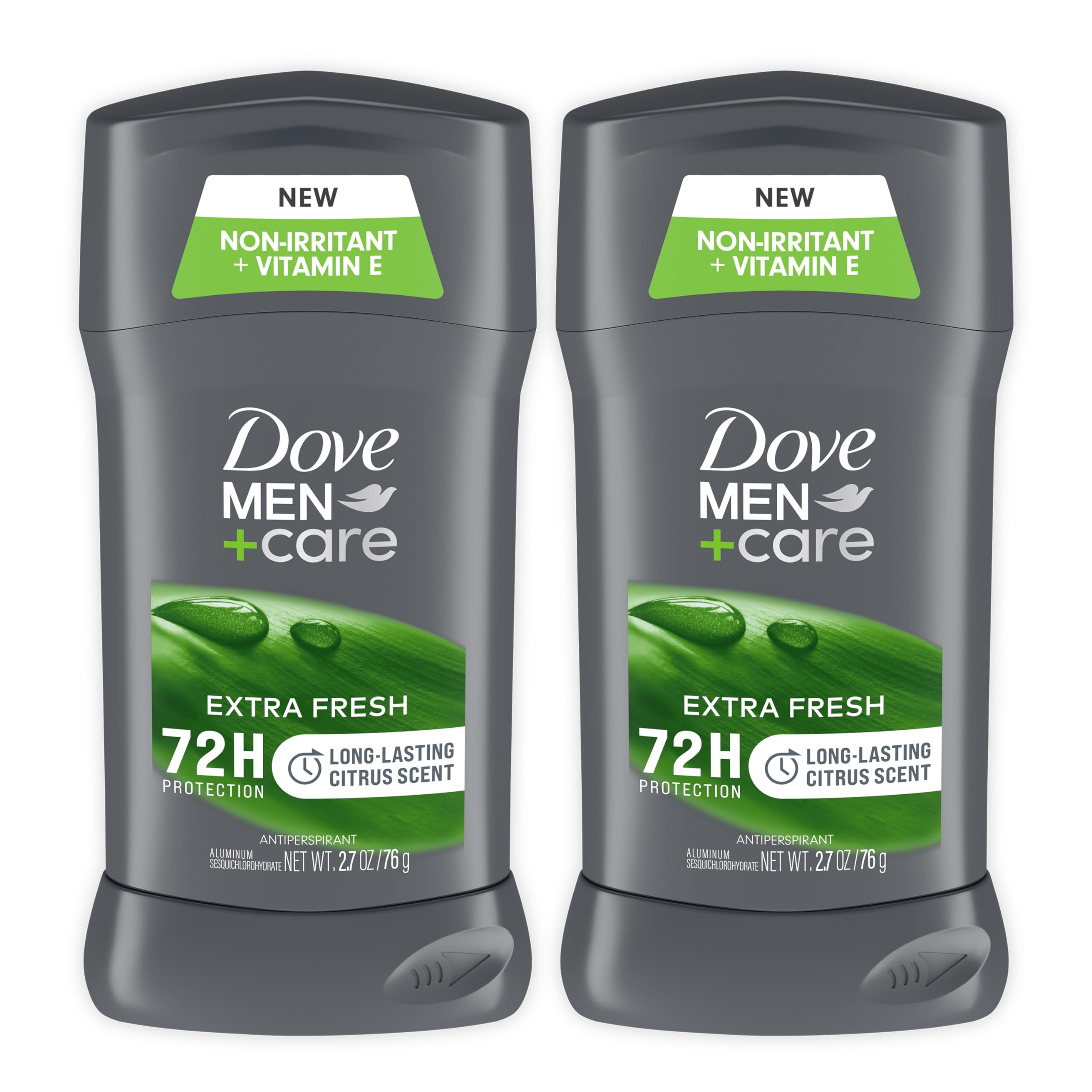 Dove Men+Care Extra Fresh Men's Antiperspirant Deodorant Stick Extra Fresh Twin pack With 72-hour sweat & odor protection with 1/4 Moisturizing Cream & Long-lasting Citrus Scent 2.7 oz