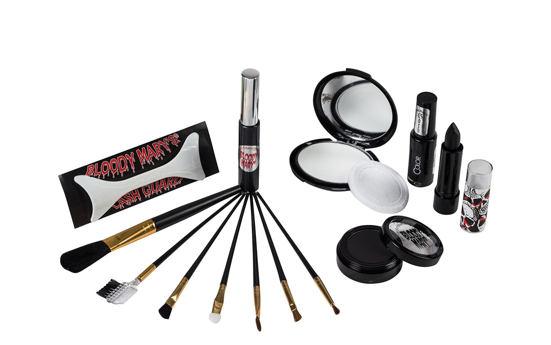 Gothic Style Final Touch Makeup Kit By Bloody Mary - Professional Quality Dark Goth Look Cosmetic Supplies Set - Black Mascara