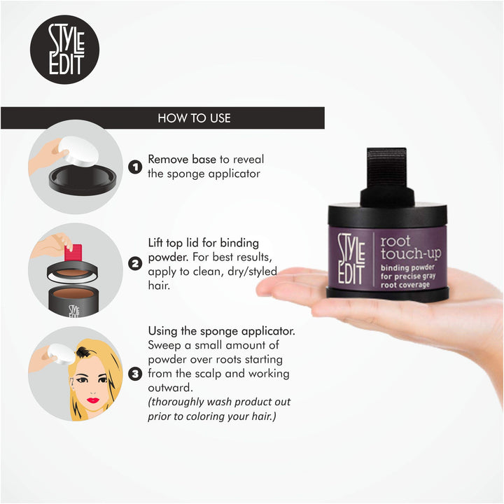 Root Touch Up (3.7g) by Style Edit (BLACK/DARK BROWN) Cover Your Roots Between Color Services. ONE STEP Application Factory Fresh with E-Commerce Authenticity Code