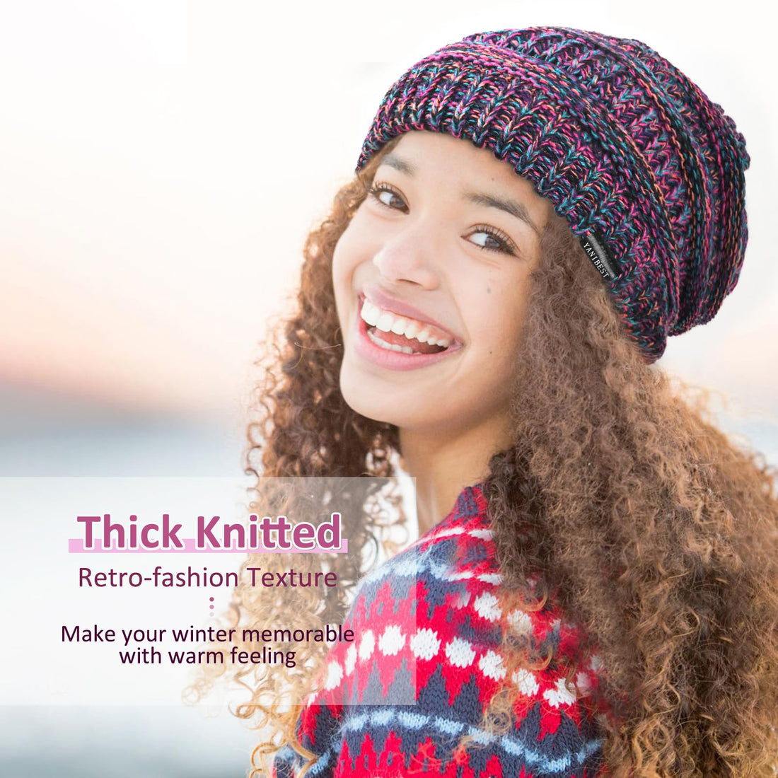 YANIBEST Winter Hats for Women 2023 Slouchy Satin Linned Beanie for Women Soft Stretch Warm Skull Ski Cap Beanies