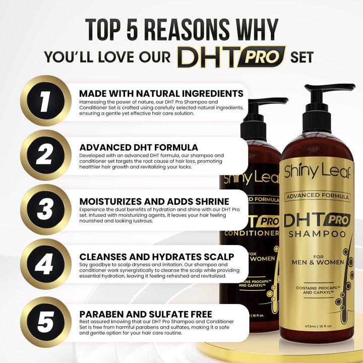 DHT Pro Shampoo and Conditioner Advanced Formula with Procapil and Capixyl, DHT Blockers and Natural Extracts, Hair Loss Solution for Men and Women, Stimulates Follicles, Prevents Thinning Hair