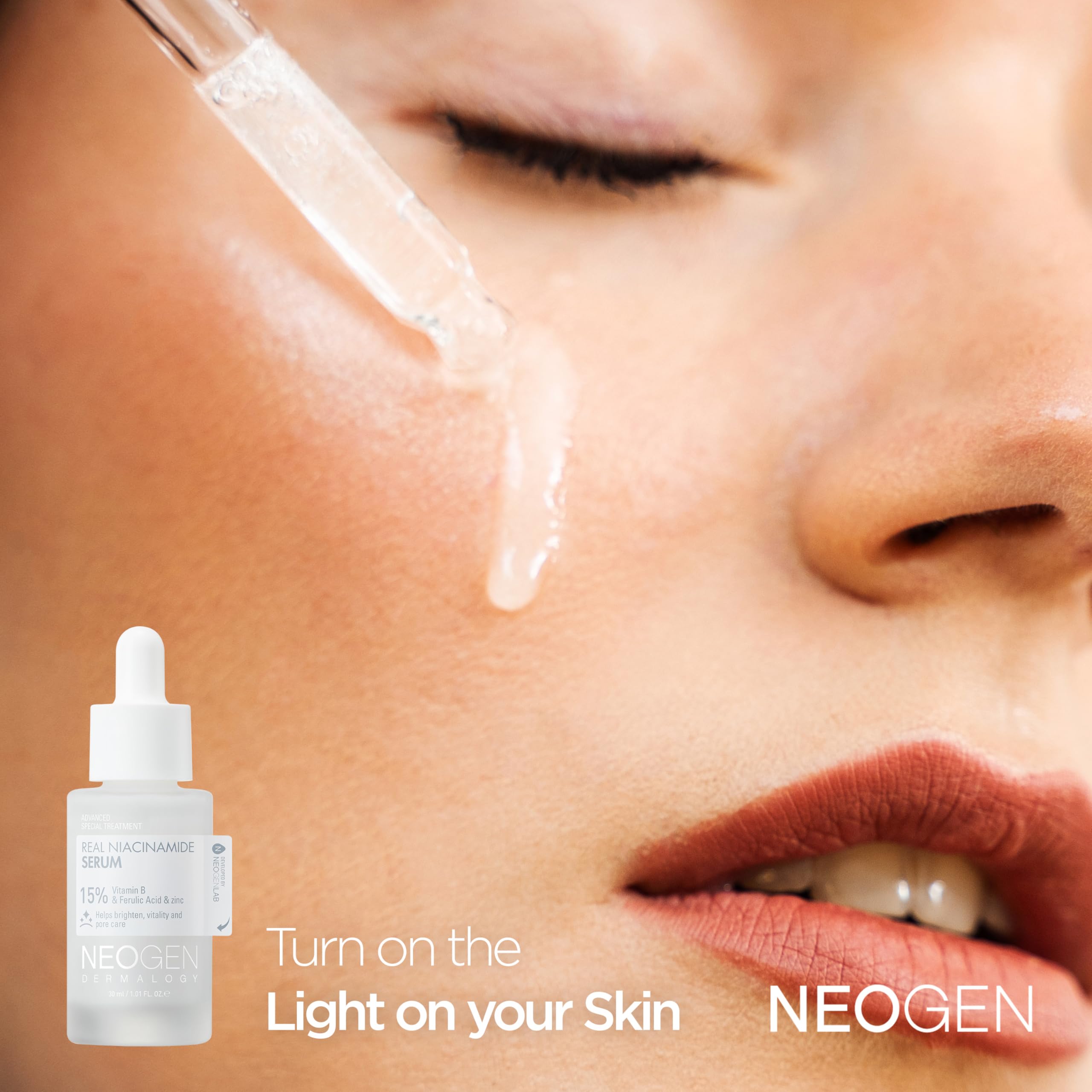 DERMALOGY by NEOGEN Real 15% Niacinamide Serum, Pore Minimizer, Dark Spot Face Serum, Hydrating Vegan Facial Serum with Zinc, Korean Skin Care (30 ml/1.01 Fl Oz)