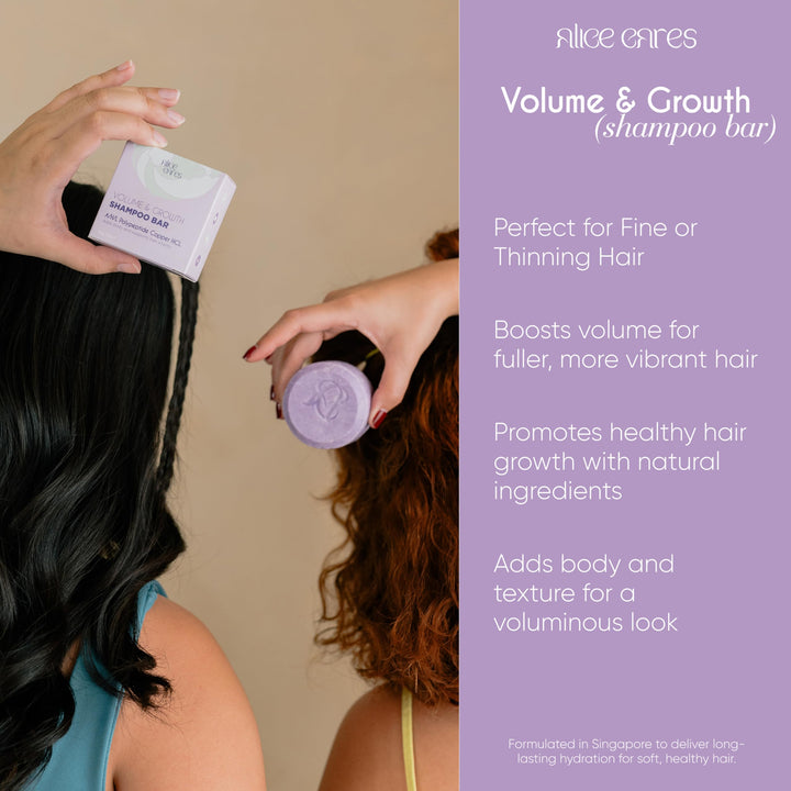 Alice Cares Volume & Growth Shampoo Bar - with Apple Cider Vinegar and Peppermint Oil - Boosts Body and Hair Fullness.