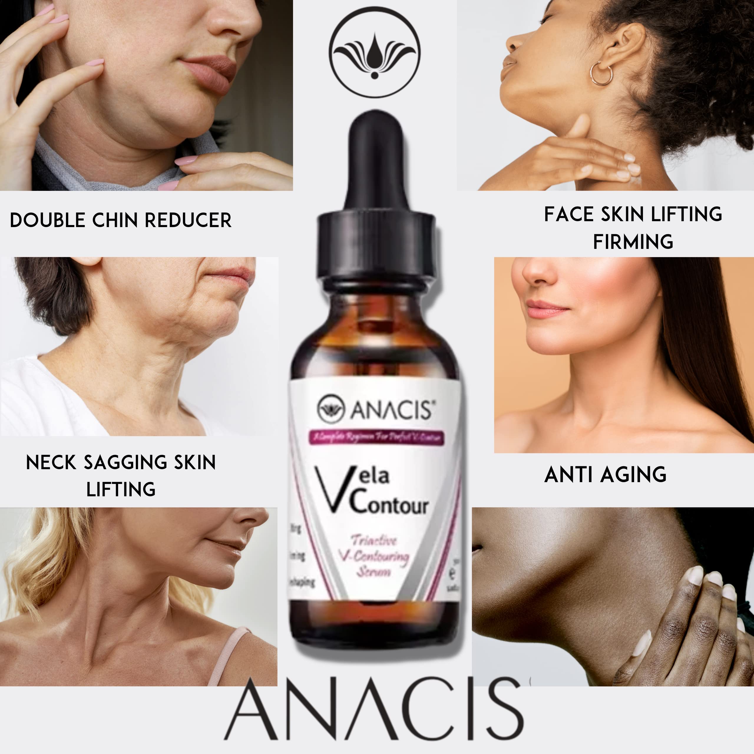 Advanced Neck Serum – V line Jawline - Fine Lines - Neck Wrinkles - Sagging Skin - Serum for Women and Men. Anacis 30ml