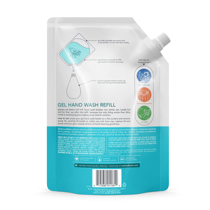 Waterfall, 34 Oz Refill (Pack of 6) : Method Gel Hand Soap Refill, Waterfall, 34 Ounce (Pack 6)
