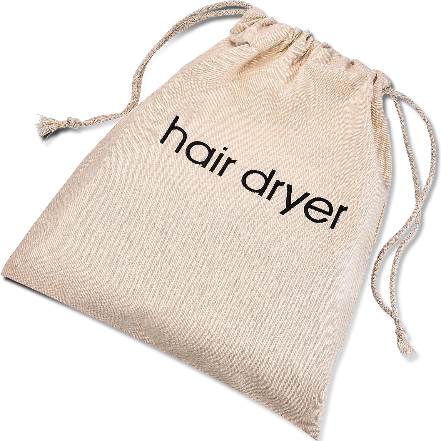 Bememo Hair Dryer Bags Cotton Drawstring Bag Container Hairdryer Bag, 11.8 by 13.8 Inch, Beige