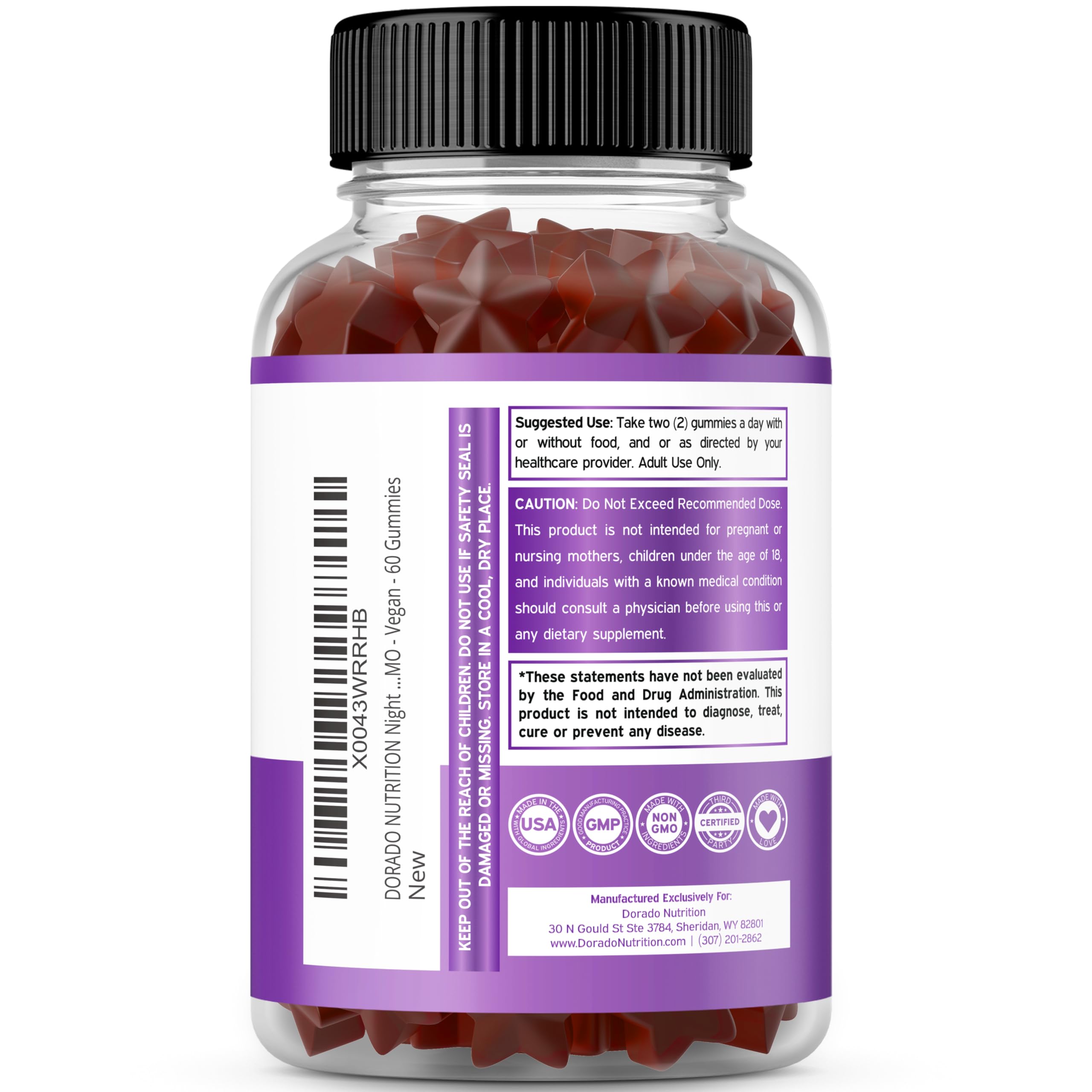 Night Time Fat Burner Gummies (60 Count) Weight Loss & Metabolism - Sugar-Free - Delicious Raspberry Flavored Melatonin Supplement Gummies - Vegan Safe - Third Party Tested - Made in USA