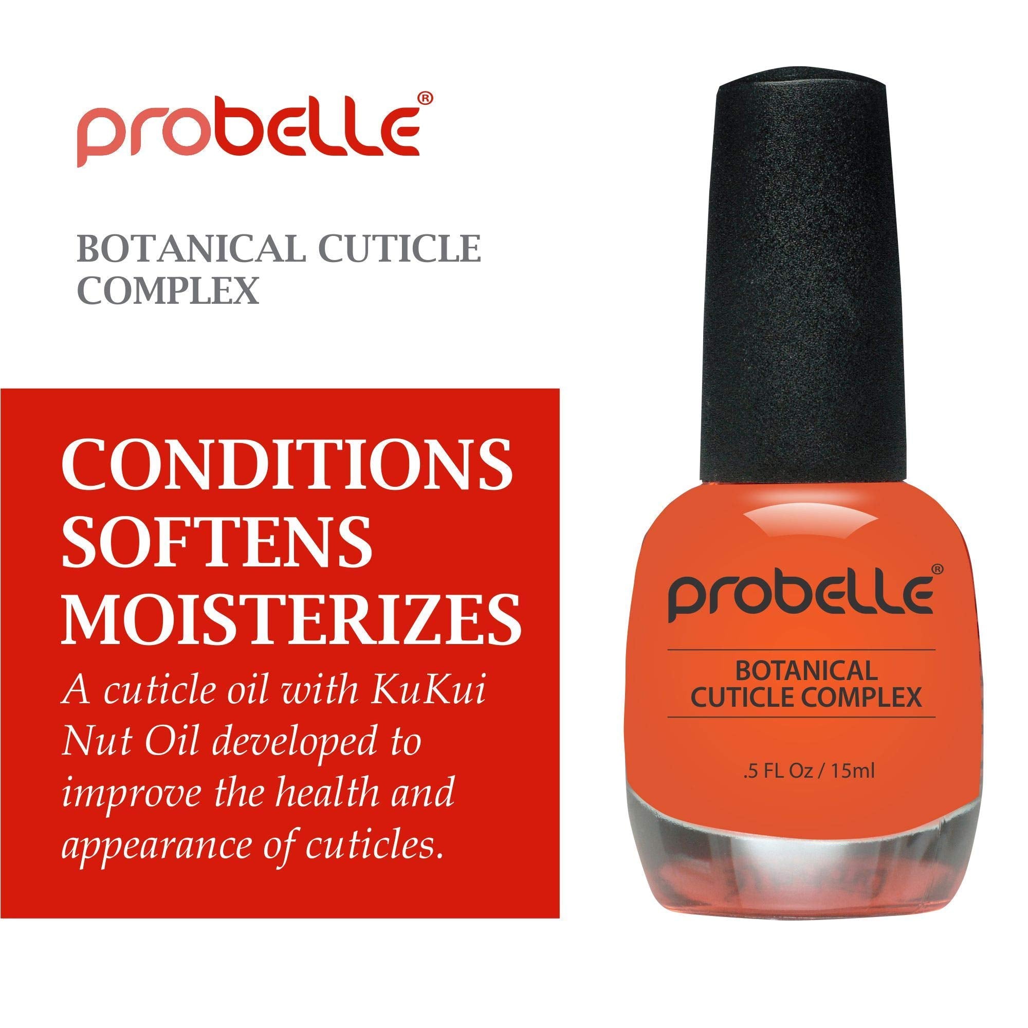 Probelle Kukui Nut Oil Botanical Cuticle Oil, Conditions And Softens Cuticles For Healthy Nails And Cuticle Growth. 5Oz/ 15 Ml