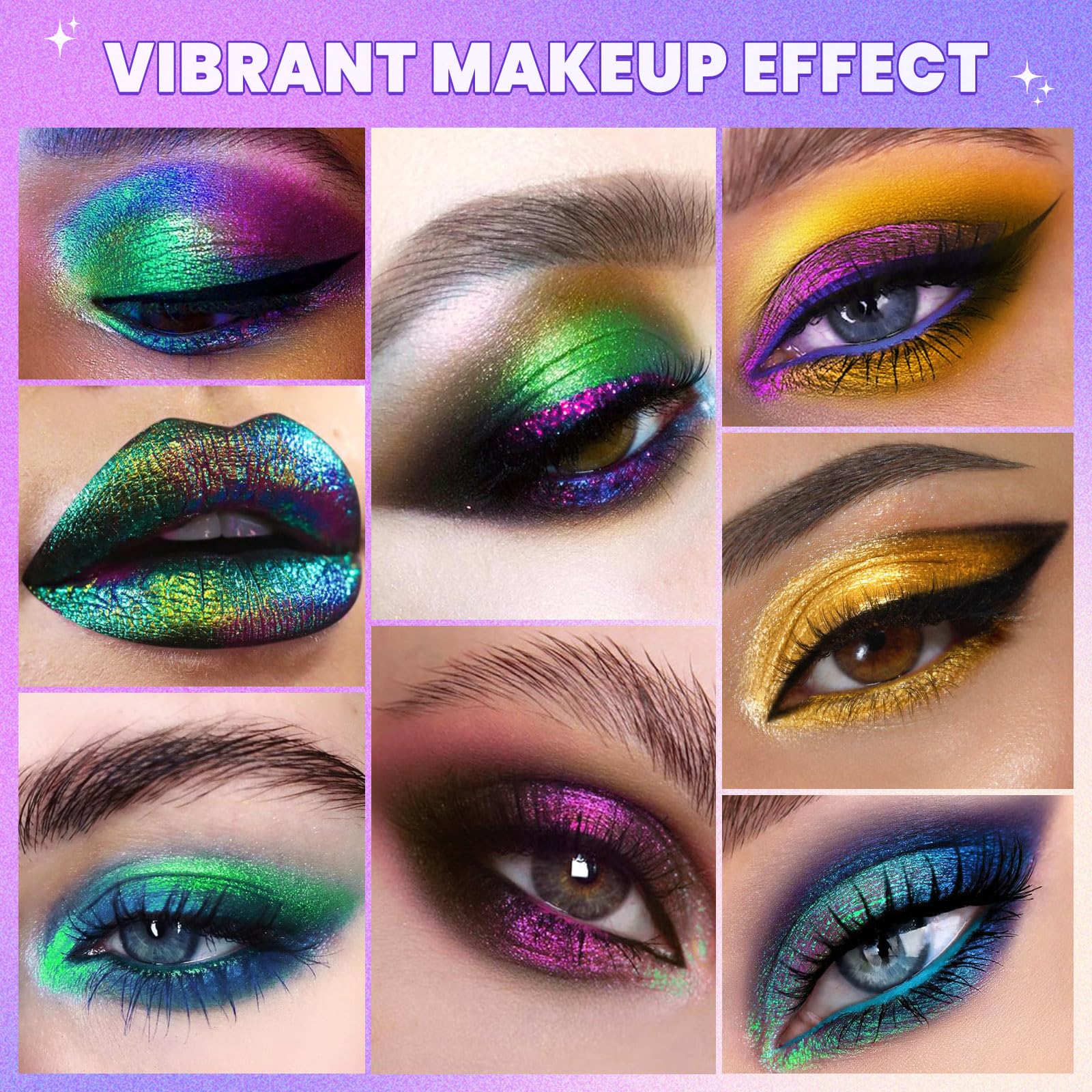 UCANBE Multichrome Chameleon Eyeshadow Makeup Palette, 4 Colors Holographic Metallic Glitter Eye Shadow Pallet, High Pigmented Creamy Duo Chrome Multidimensional Eye Make Up Kit