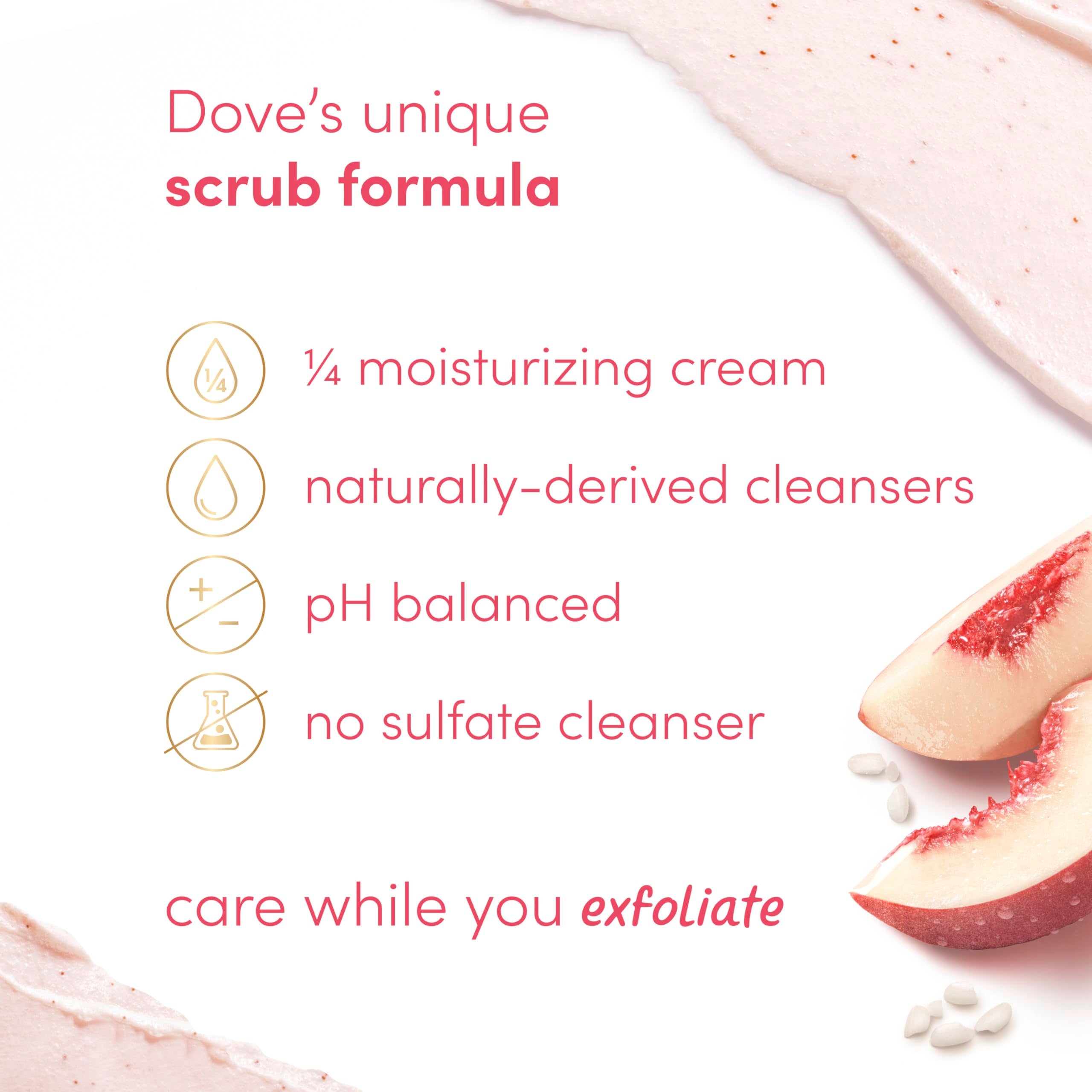 Dove White Peaches & Crushed Rice Body Scrub Exfoliates and Deeply Nourishes for Smooth, Radiant Skin 15oz