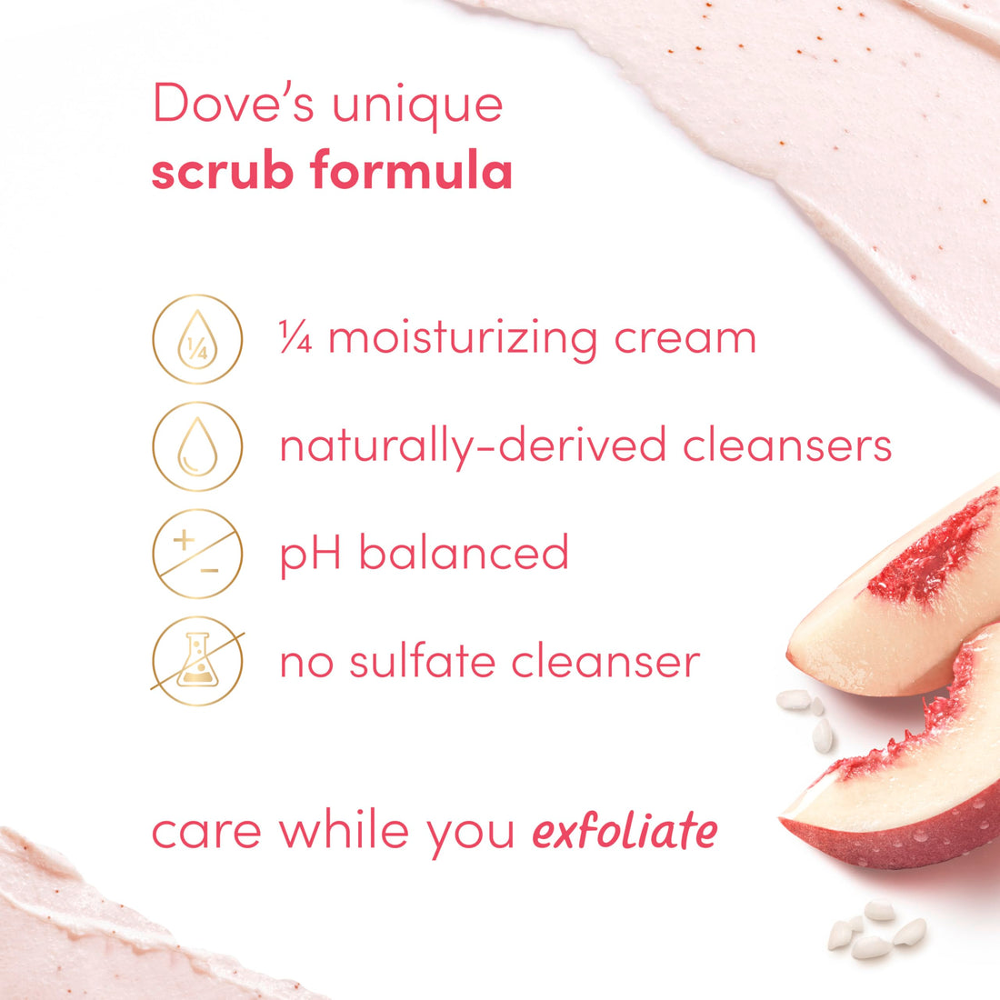 Dove White Peaches & Crushed Rice Body Scrub Exfoliates and Deeply Nourishes for Smooth, Radiant Skin 15oz
