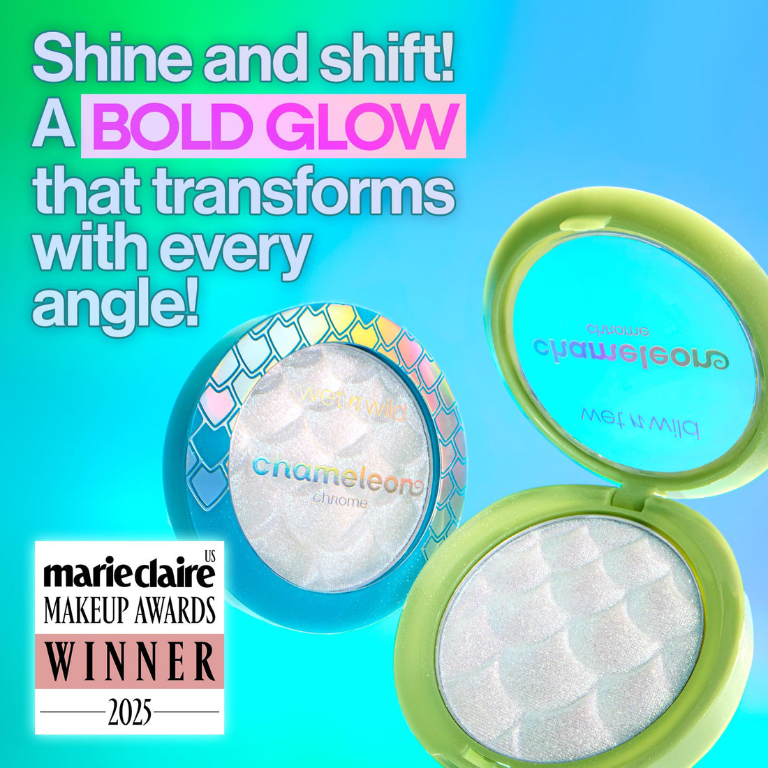wet n wild Chameleon Chrome Highlighter, Dynamic Color Shift, Liquid-to-Baked Texture, Customizable Luminous Radiance, Cruelty-Free - Venus Swing