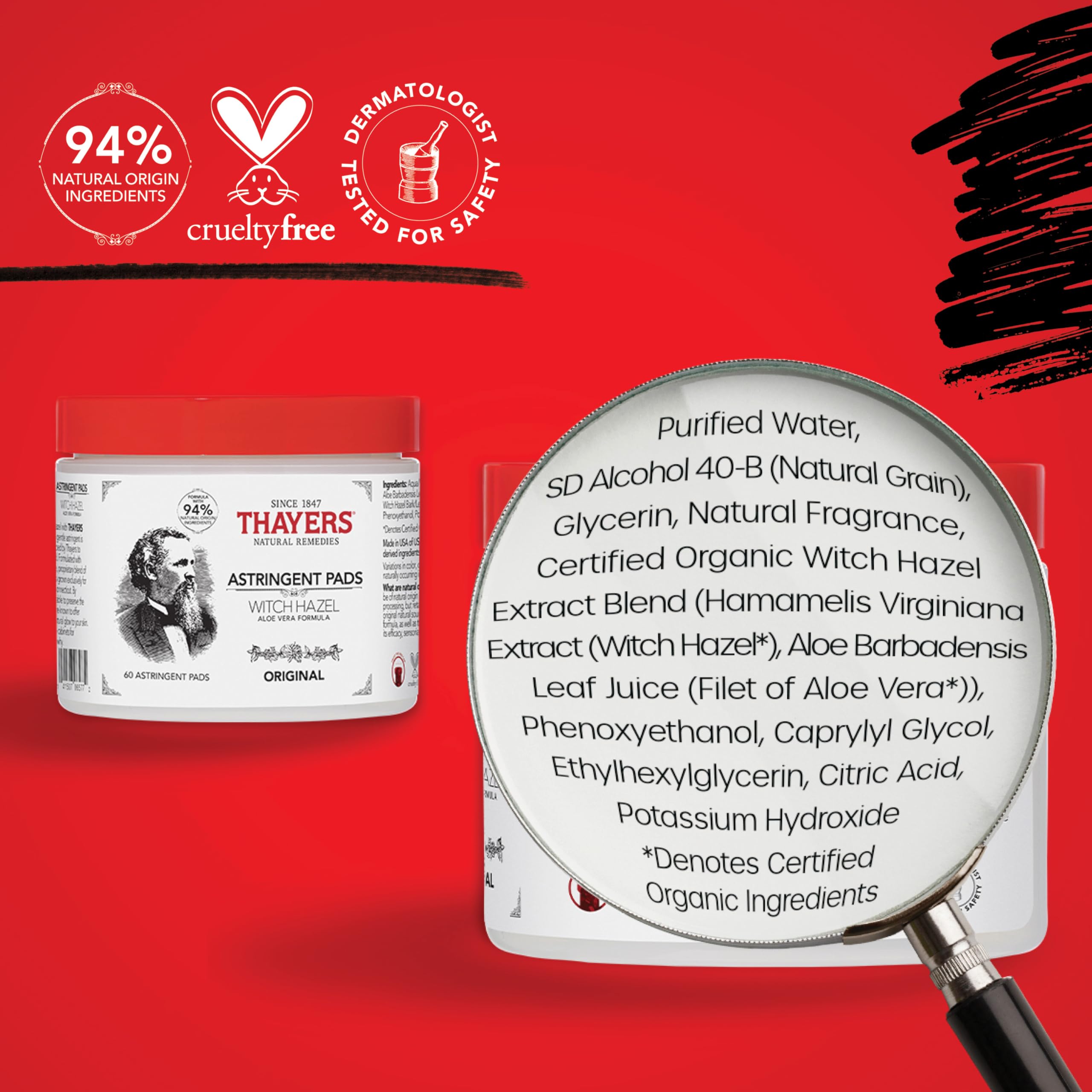 Thayer's Thayers Witch Hazel With Aloe Vera - 60 Pads