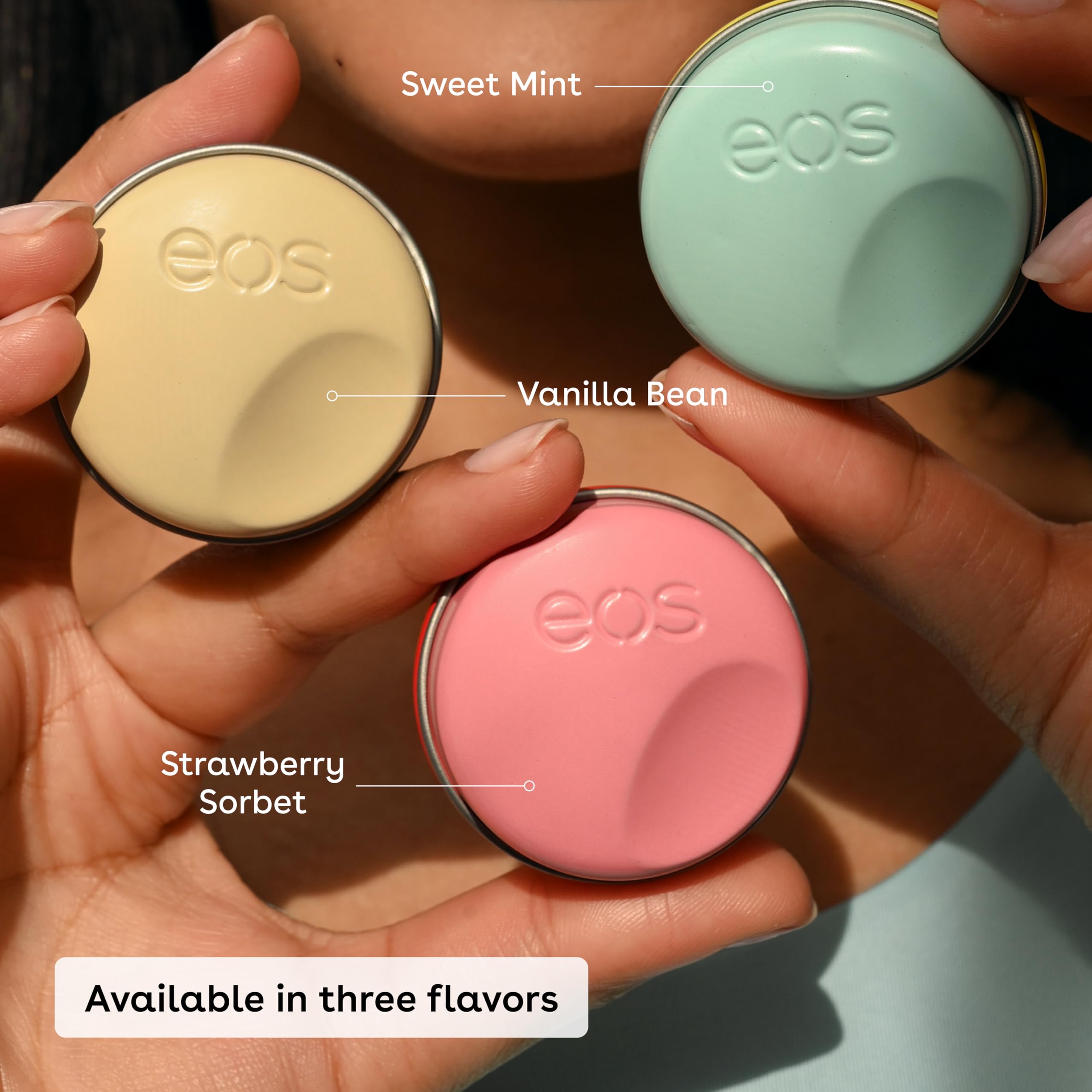 eos Plant-Based Vegan Lip Salve - Sweet Mint, 100% Natural Formula, Cocoa Butter Lip Balm with Upcycled Olive Squalane, Cruelty-Free, 0.42 oz