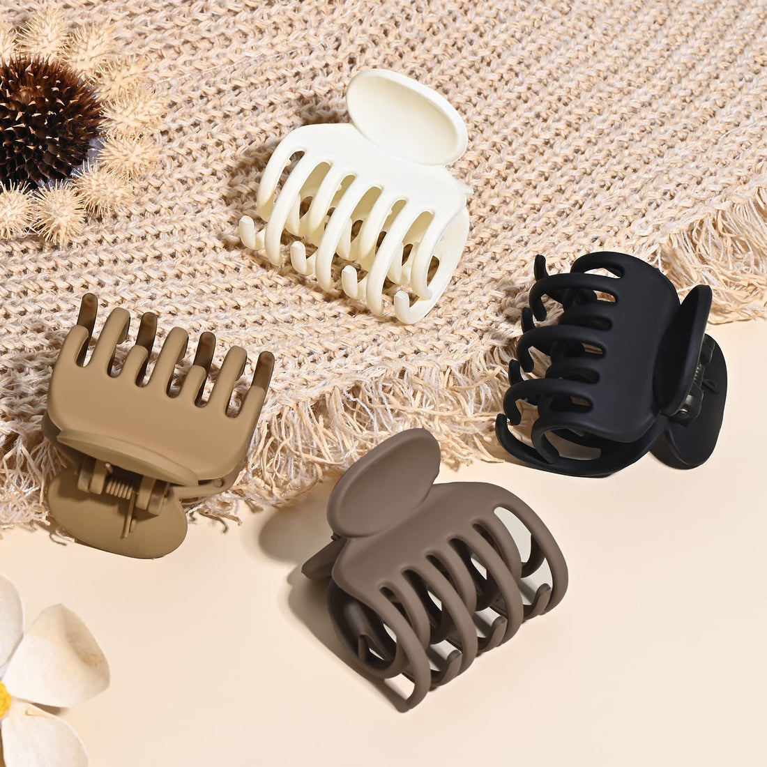 DEEKA Double Row Teeth Hair Clips Small Claw Clips for Thin Hair 4 Pack 1.6 Medium Matte Non-slip Short Hair Accessories for Women and Girls