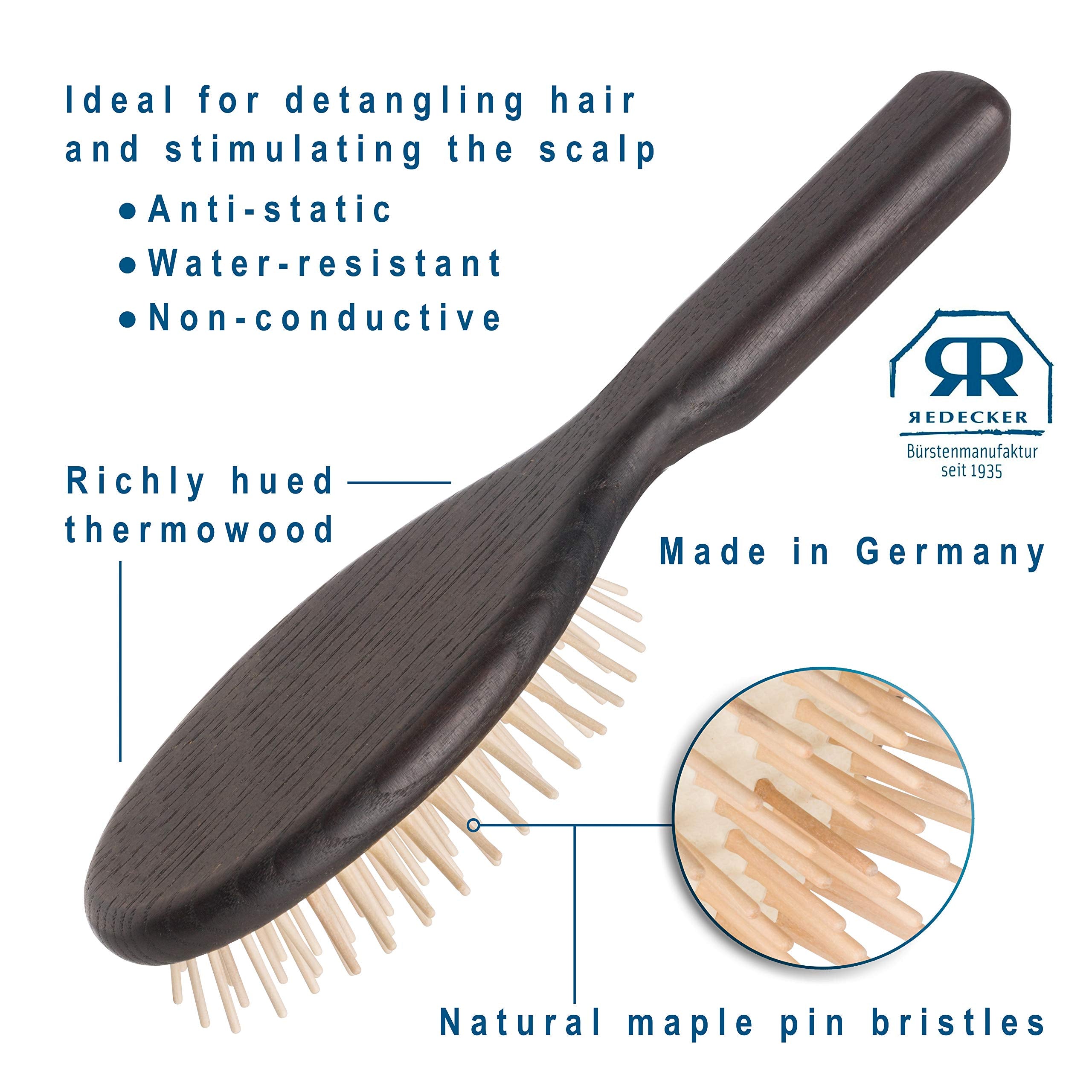 8-1/2-Inches , Oval Oiled Thermowood with Maple Pin : Bürstenhaus Redecker Maple Pin Oval Wooden Hairbrush with Oiled Thermowood Handle, 8-1/2-Inches