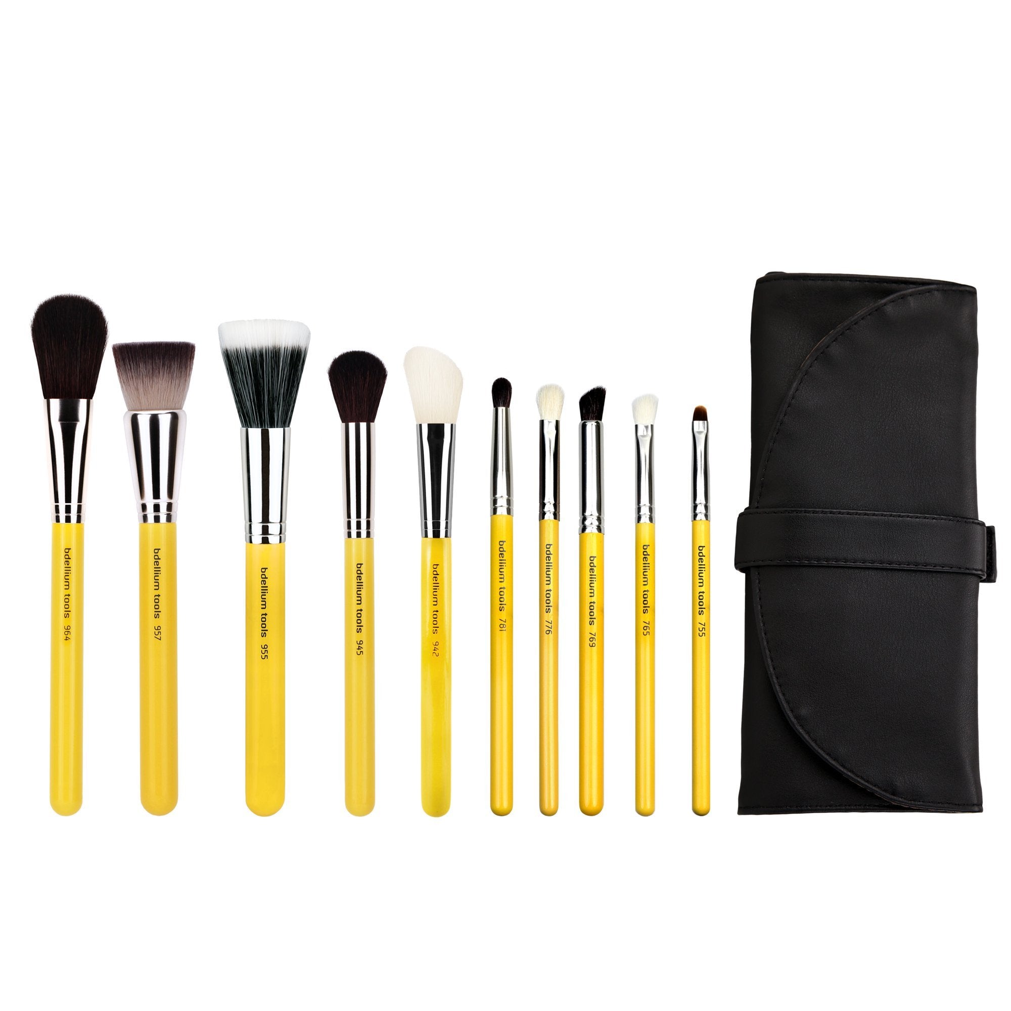 Bdellium Tools Professional Makeup Brush Studio Series - Mineral 10Pc. Brush Set with Roll-Up Pouch