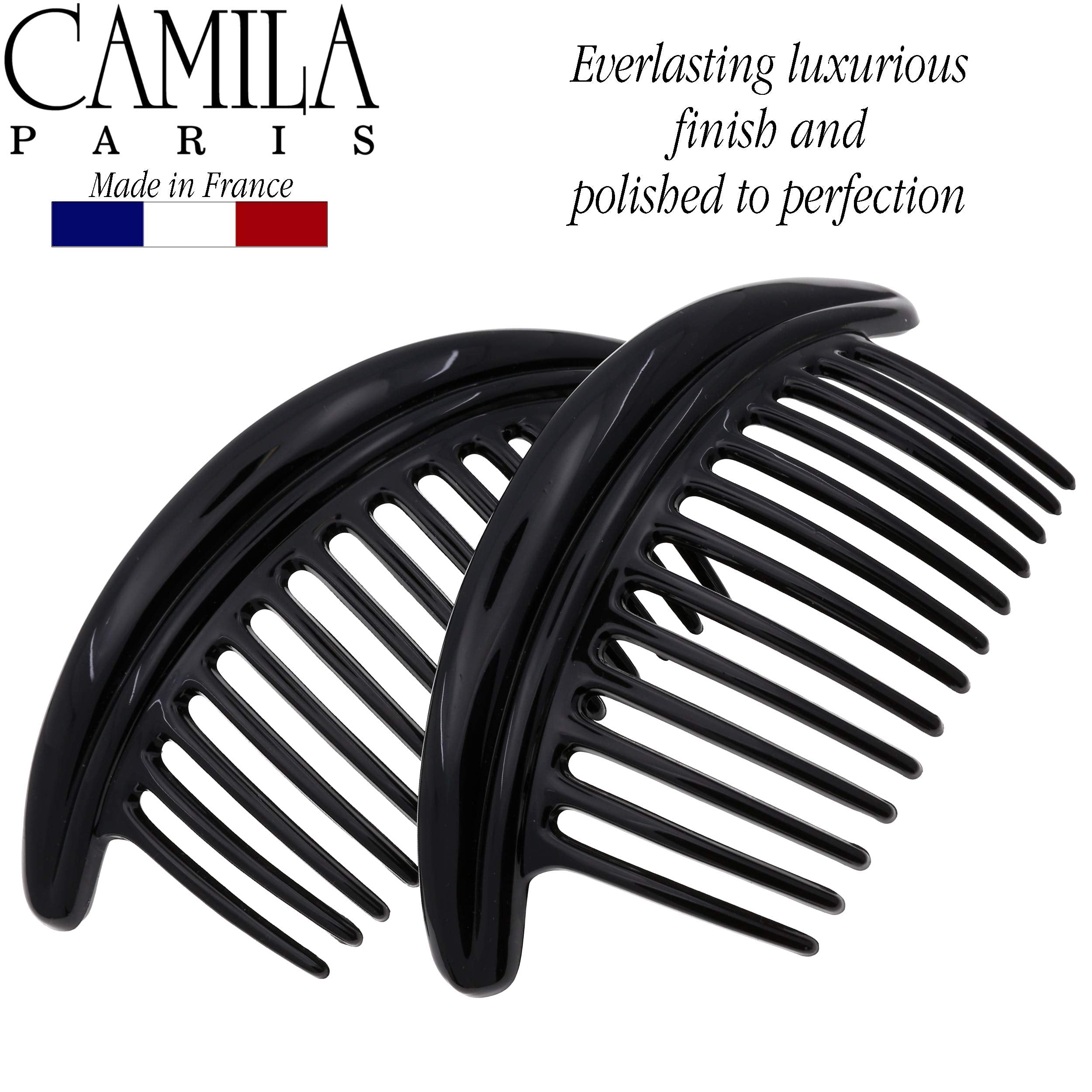 Camila Paris French Hair Side Combs, Strong Hold Grip Hair Clips for Women, No Slip and Durable Styling Girls Hair Accessories, Made in France with Cellulose