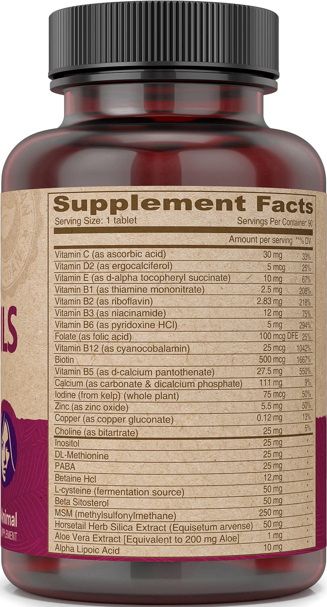 DEVA Vegan Hair, Nails & Skin Vitamins & Minerals with Biotin, Supplement, 90 Tablets