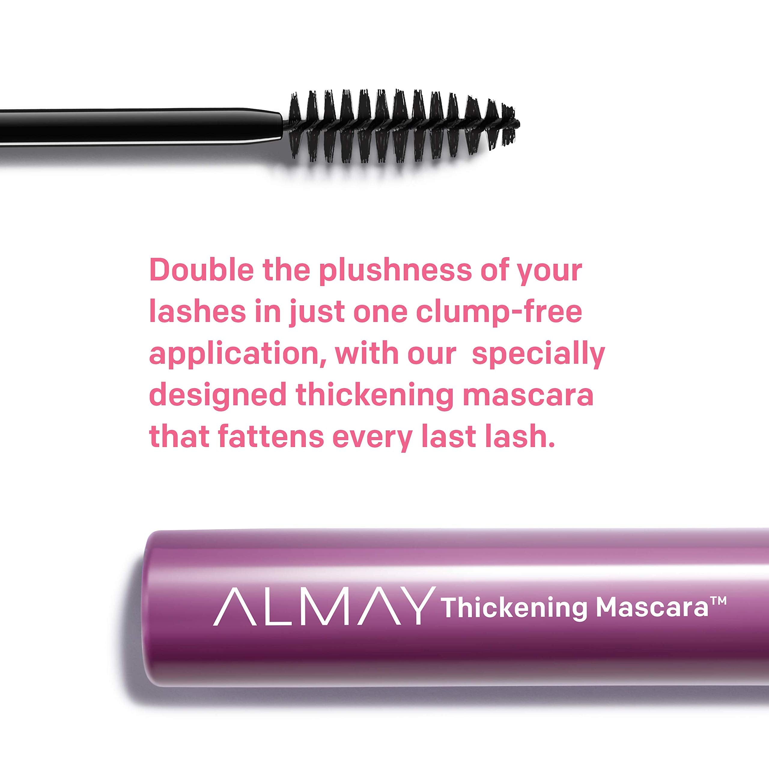 Almay Waterproof Mascara, Thickening Volume & Length Eye Makeup, Ophthalmologist Tested, Fragrance Free, Hypoallergenic, Black, 0.26 Oz