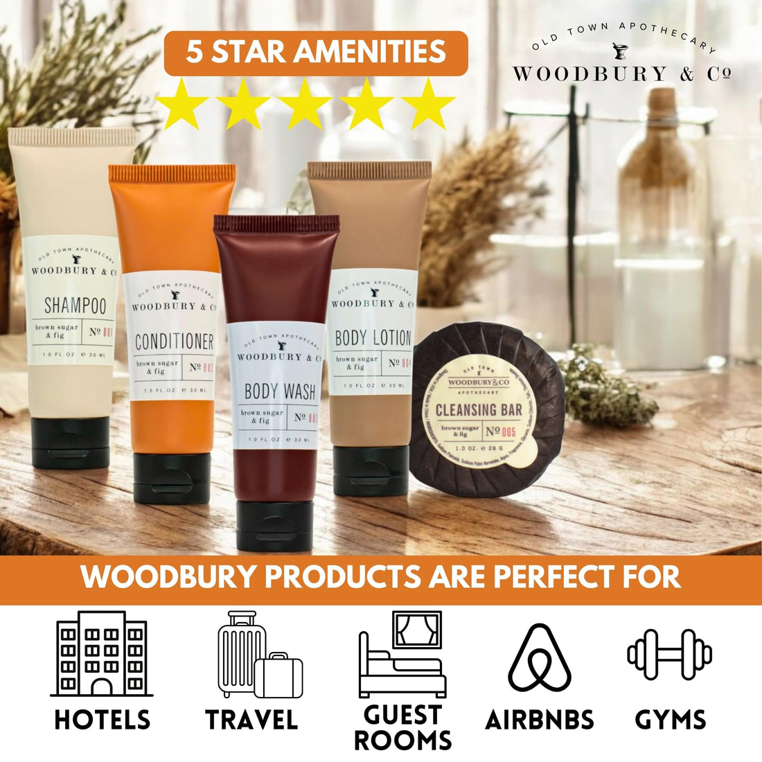 WOODBURY & CO Hotel Soap & Bulk Toiletries (150 PK, 1.7 oz each),Airbnb Essentials for Hosts & Guests Shampoo & Conditioner Supplies,Guest,Hotel Toiletries Bulk Set,Mini Travel Size Toiletries,Air BnB