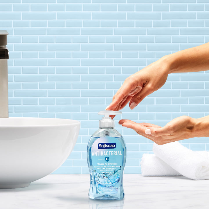 Softsoap Antibacterial Liquid Hand Soap Pump, Clean & Protect, Cool Splash - 11.25 Fluid Ounce, 6 Packs