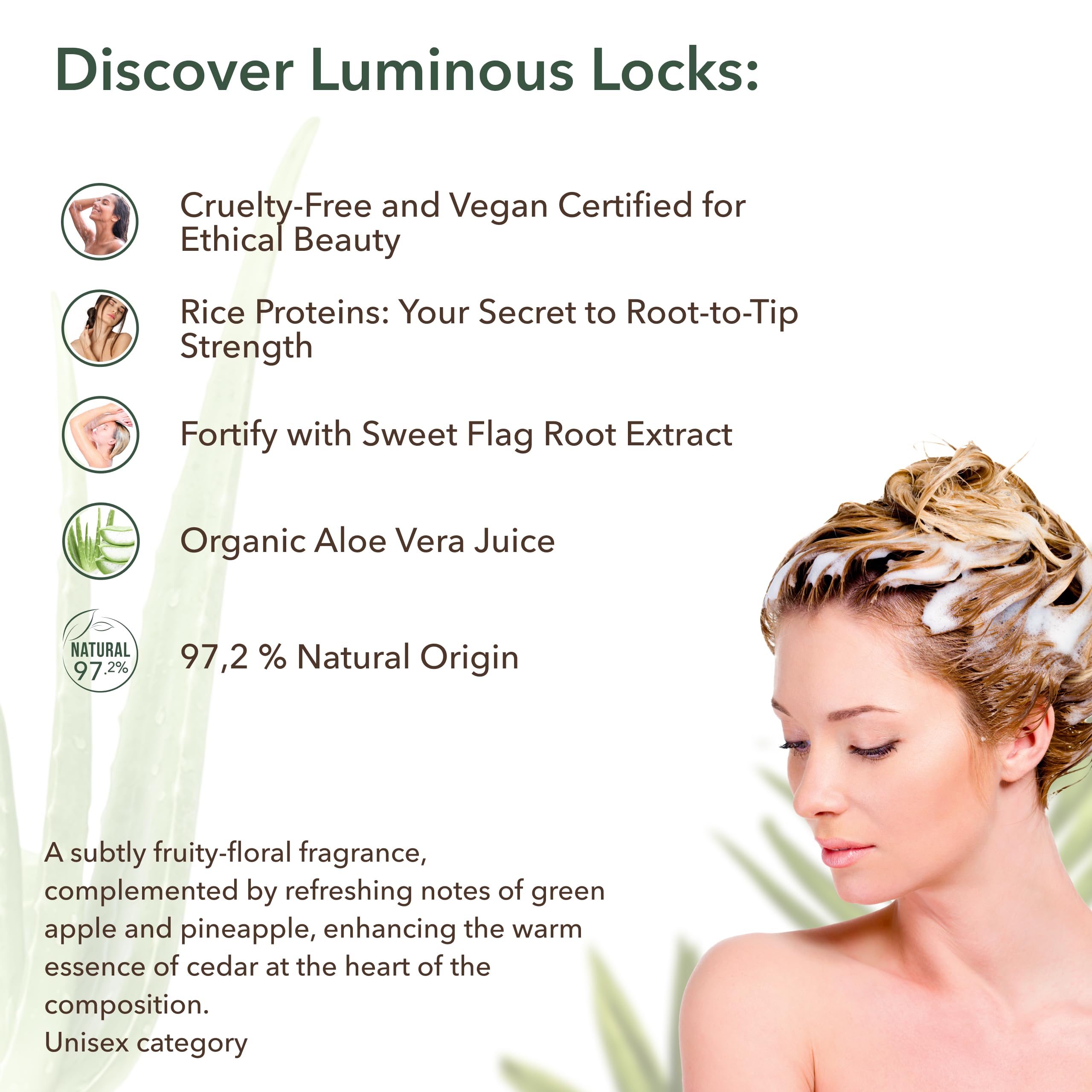 Aloe Vera Hair Balm – Hydrating & Fortifying Conditioner for Women, 98.6% Natural, Vegan, Moisturizing Unisex Conditioner, Deep Treatment for Dry, Damaged & Curly Hair, Sulfate-Free, 8.5 Fl Oz / 250ml