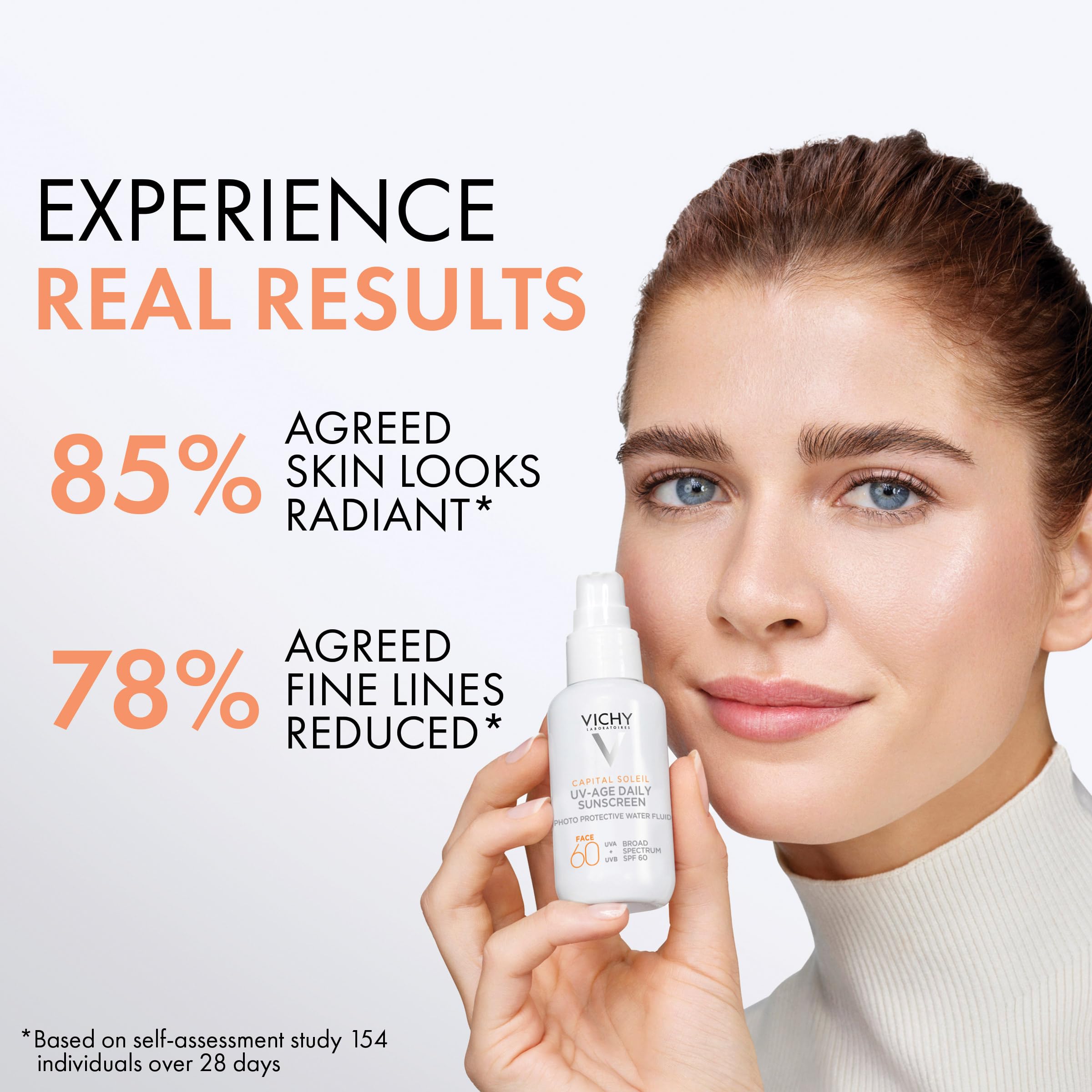 Vichy Capital Soleil UV-Age Daily SPF 60, Anti Aging Sunscreen for Face SPF 60, Hyaluronic Acid + Peptides + Vitamin C, Broad Spectrum Invisible SPF Protection, No White Cast Sunscreen