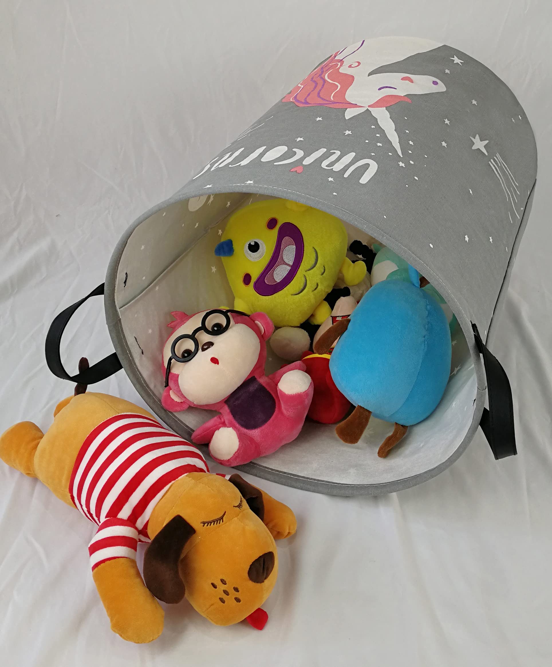 KUNRO Large Storage Basket Toy Box Bin Laundry Bag Foldable Hamper Clothes Kids Gift Organizer Chest Waterproof Coating Organizer Dorm Nursery Home (Beauty unicorn)