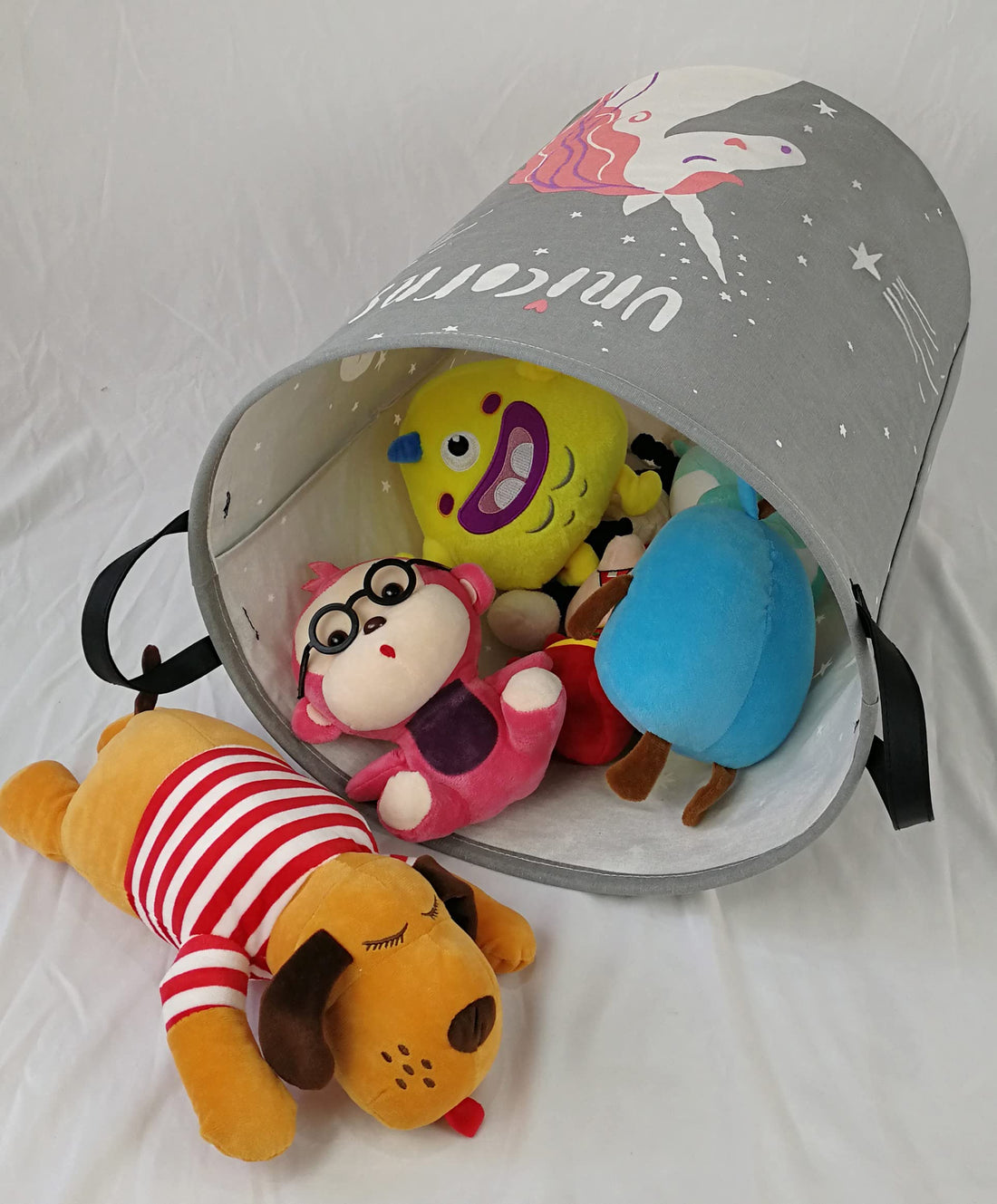 KUNRO Large Storage Basket Toy Box Bin Laundry Bag Foldable Hamper Clothes Kids Gift Organizer Chest Waterproof Coating Organizer Dorm Nursery Home (Beauty unicorn)