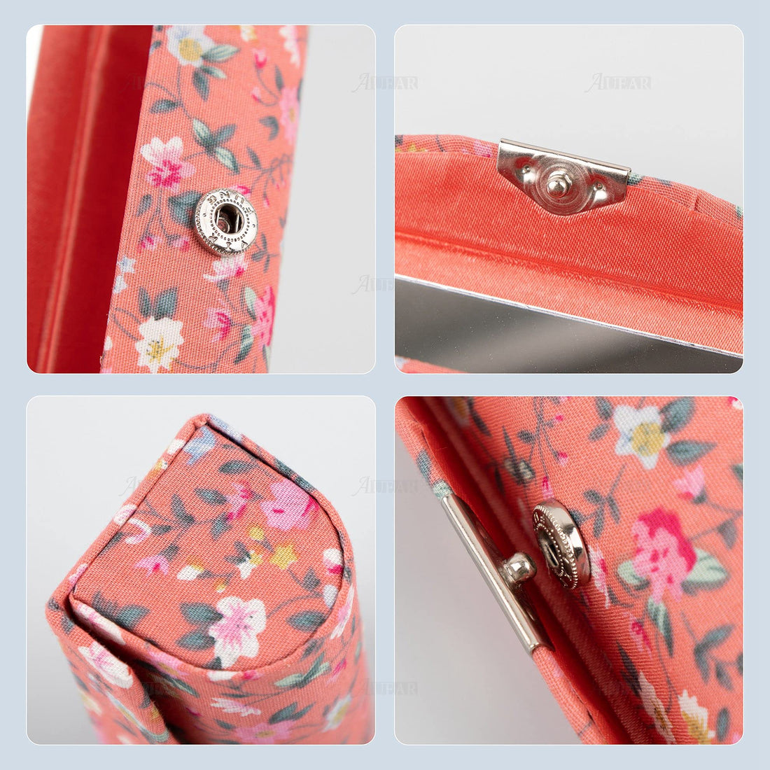AUEAR, 4 Pack Floral Lipstick Case with Mirror for Purse Travel Lipstick Holder Case (Small Flower Pattern)