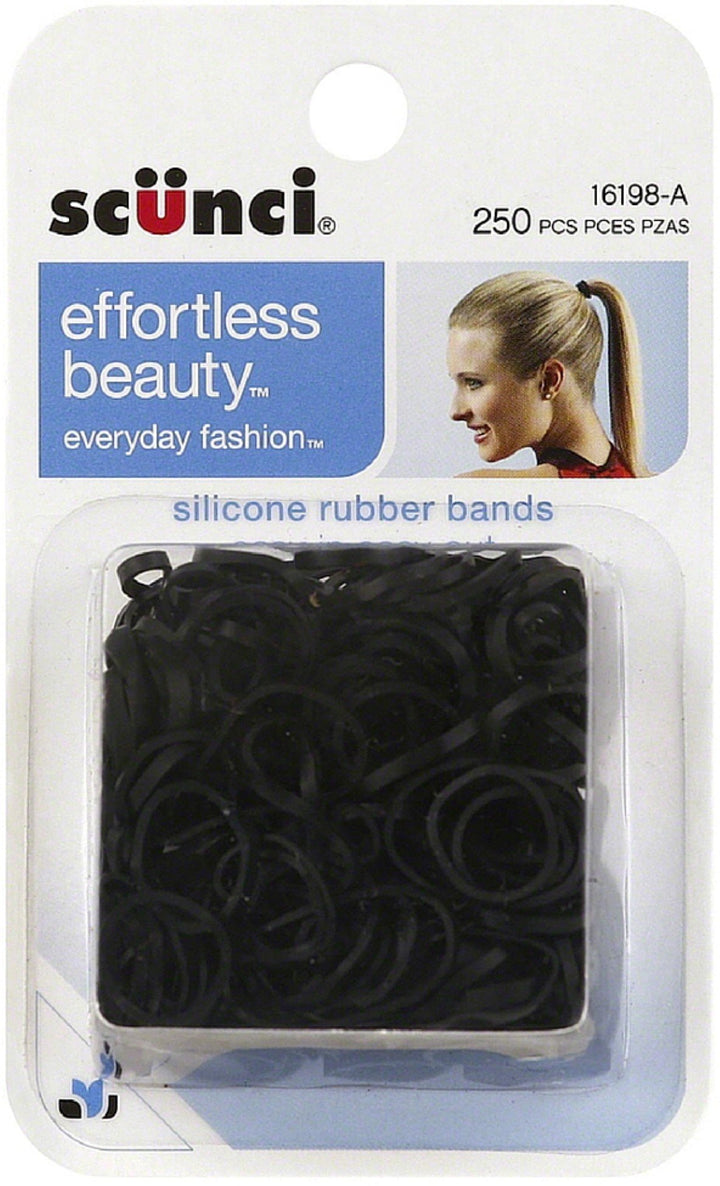 Pack of 1 : Scunci 1619803a048 Black Hair Rubber Bands 250 Count
