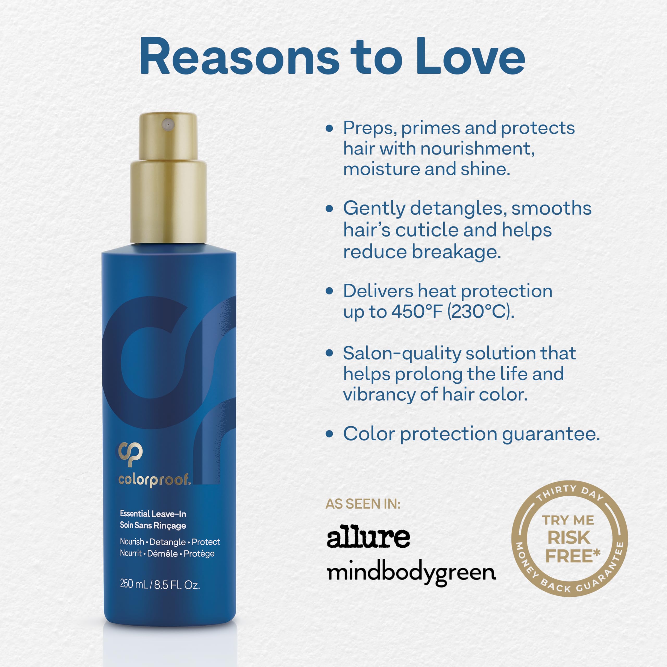 Colorproof Leave-In Treatment Spray 8.5 Fl. Oz. Heat Protection Spray for Hair, Smoothing and Detangling Spray with Color Protection, Coconut & Lemongrass Scent