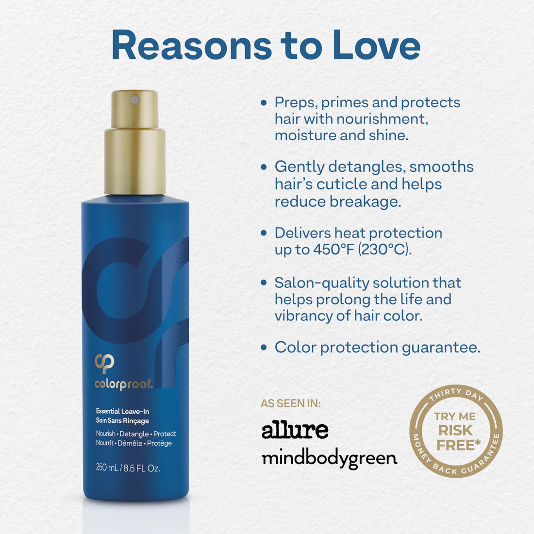 Colorproof Leave-In Treatment Spray 8.5 Fl. Oz. Heat Protection Spray for Hair, Smoothing and Detangling Spray with Color Protection, Coconut & Lemongrass Scent