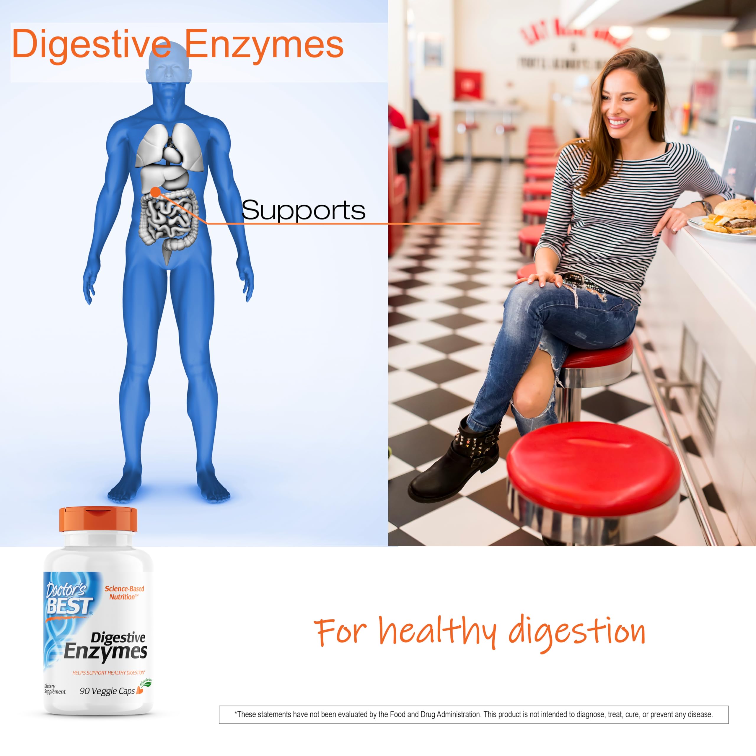 Doctor's Best Digestive Enzymes Non-GMO Vegetarian Gluten Free, 90 Veggie Caps
