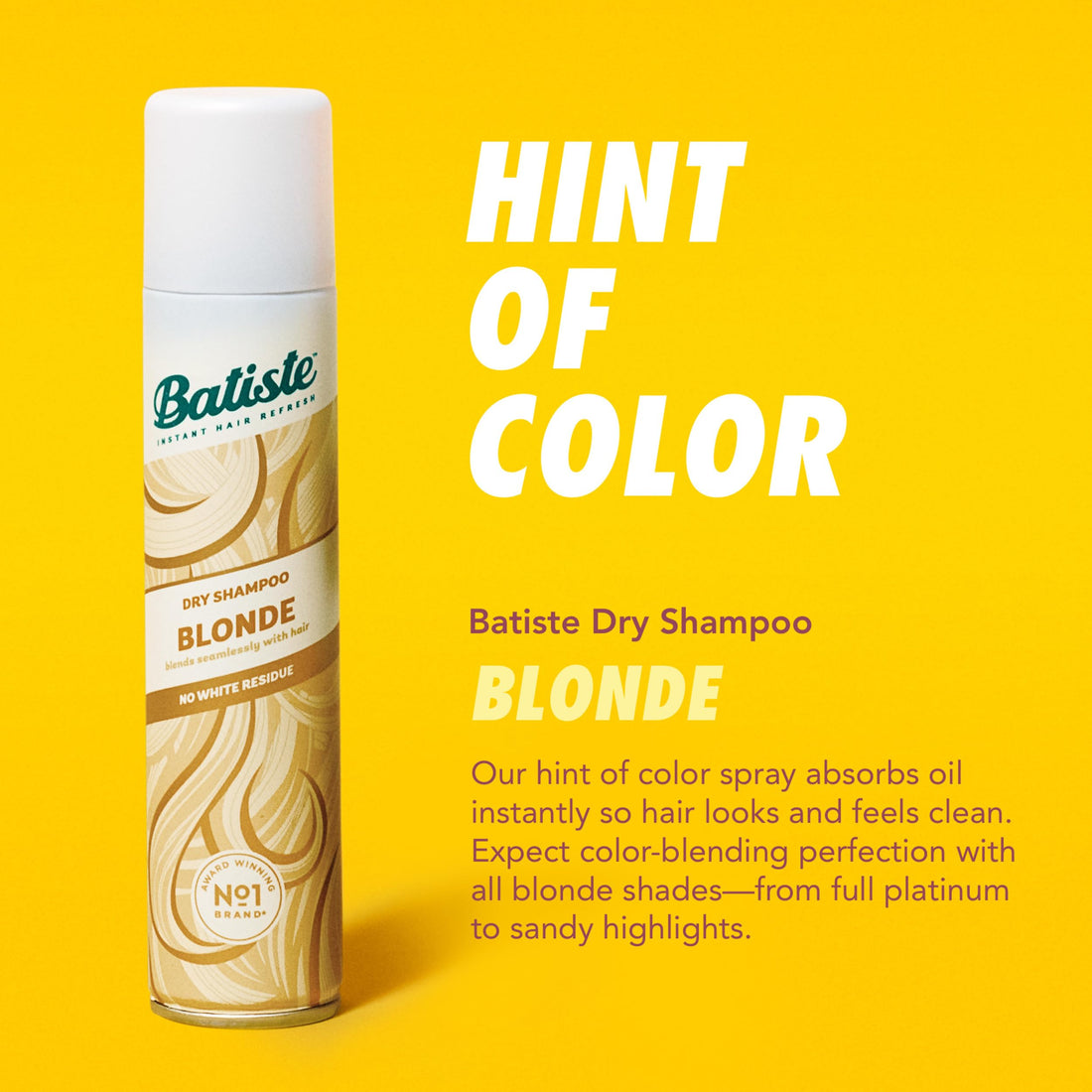 Batiste Dry Shampoo for Blonde Hair, Refresh Hair and Absorb Oil Between Washes, Waterless Shampoo for Added Hair Texture and Body, 5.71 oz