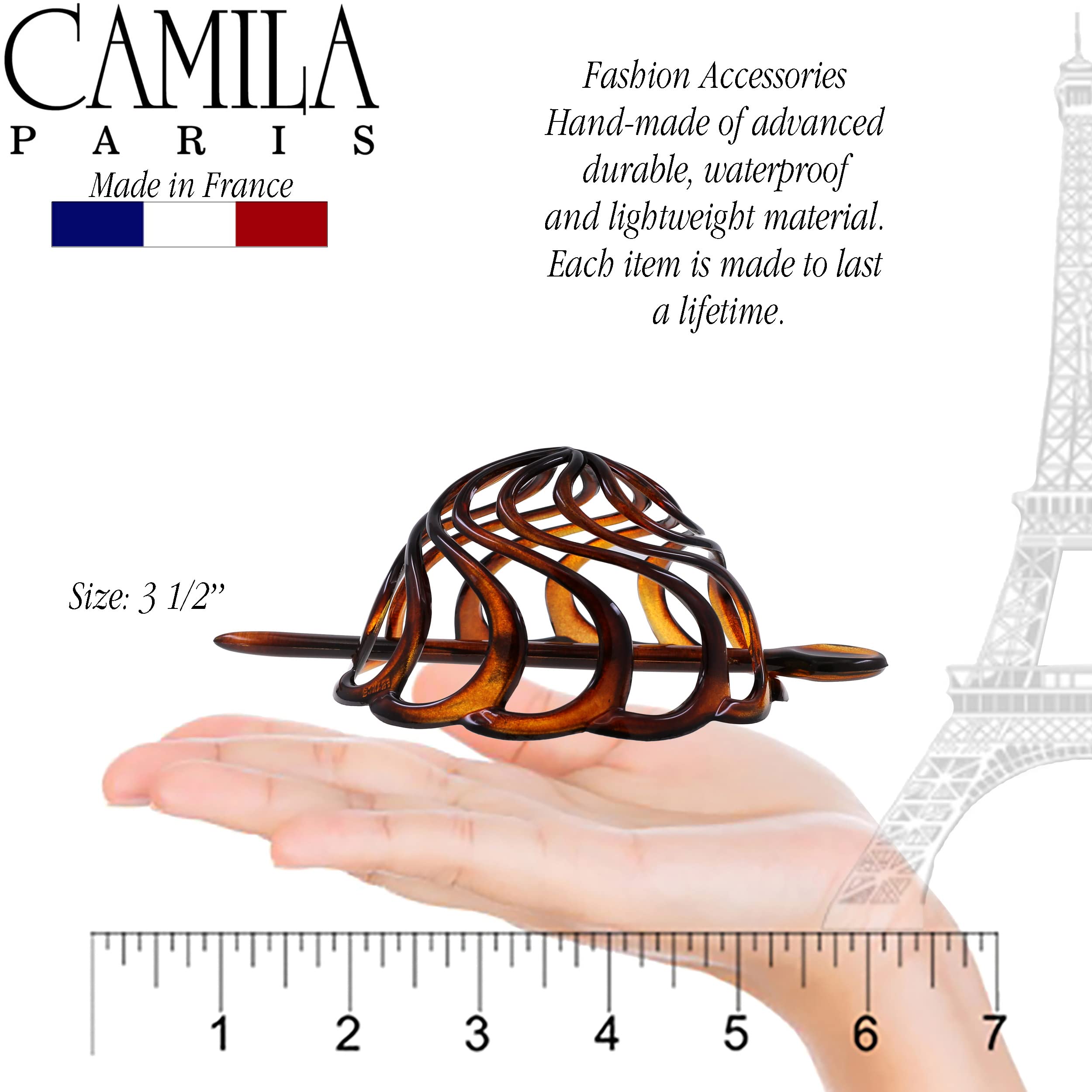 Camila Paris CP16 French woman Hair Accessories (3 1/2) Hair Bun Ponytail Holder. Hair Updo Bun Cover Cap. Strong and Durable Hair Ornaments. Made in France