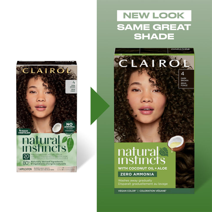 Clairol Natural instincts Permanent Hair Color, 5C Brass Free Medium Brown, Peppercorn, Pack of 3
