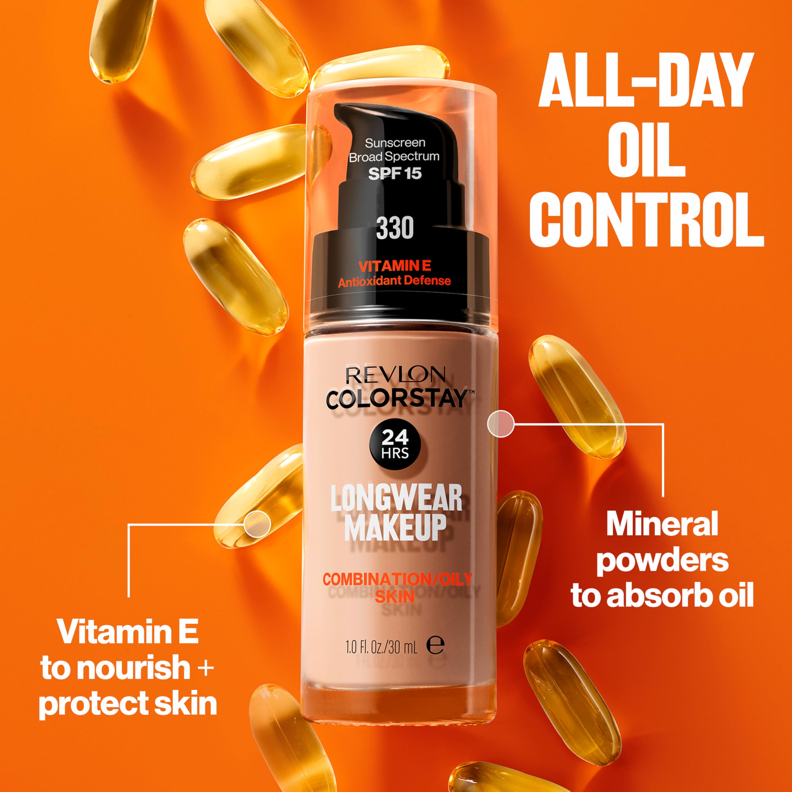 Revlon Liquid Foundation, ColorStay Face Makeup for Combination & Oily Skin, SPF 15, Medium-Full Coverage with Matte Finish, 200 Nude, 1 Fl Oz