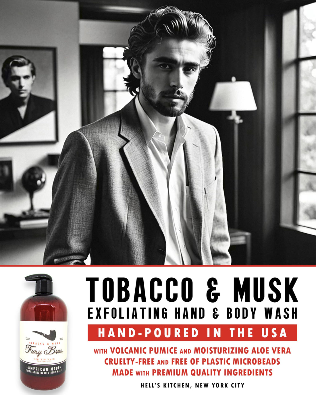 Fury Bros. Classic Black Series Hand and Body Wash (Tobacco and Musk)